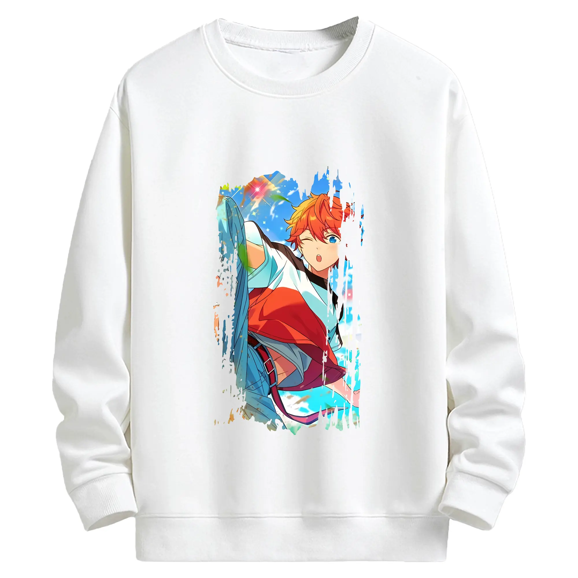 あんさん ぶる グッズ Trickstar 明星スバル - キッズ クルーネックスウェットシャツ ・ フロントプリント ・ 綿80％ ポリエステル20％ ・ 快適 通学 スポーツ 日常使い お散歩用