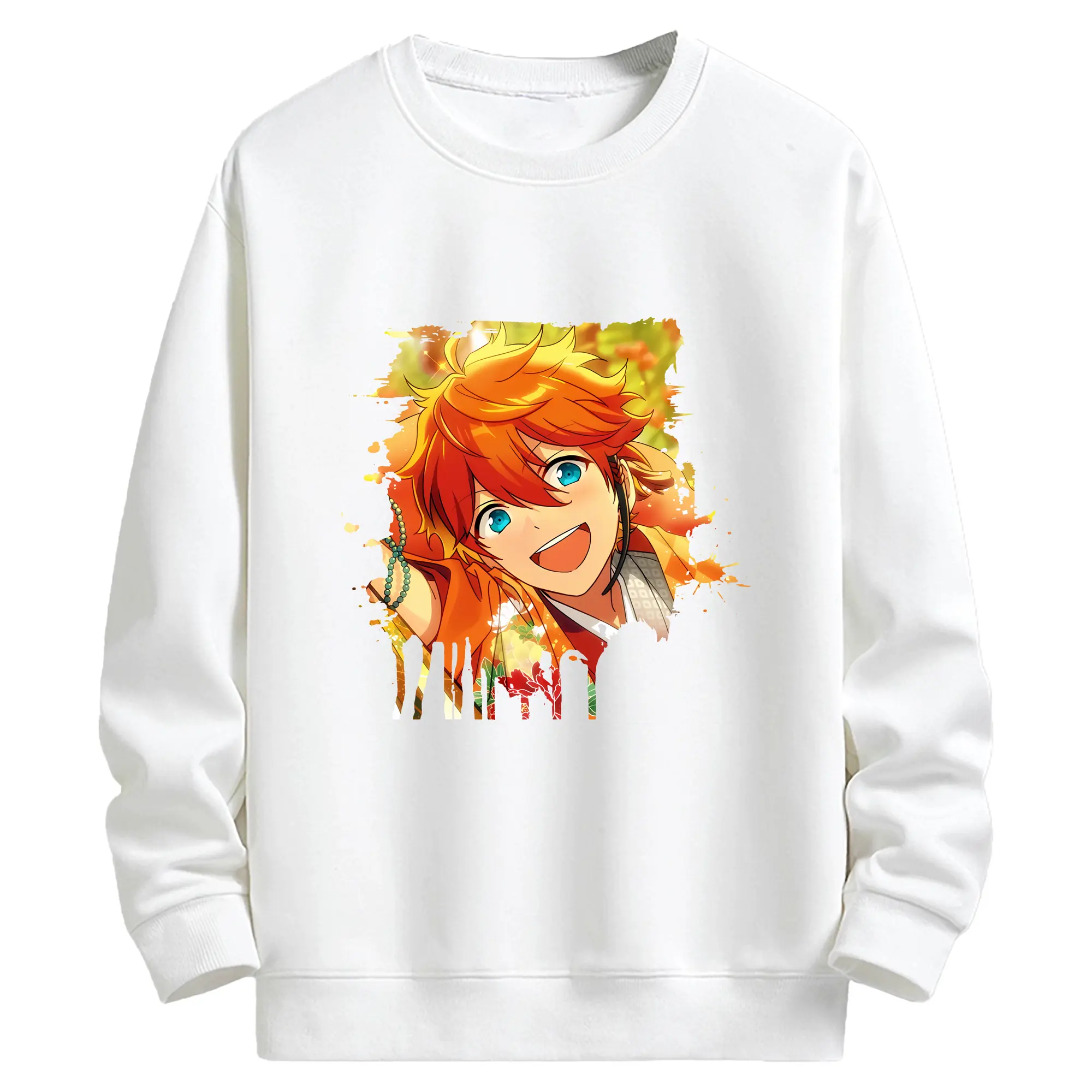 あんさん ぶる グッズ Trickstar 明星スバル - キッズ クルーネックスウェットシャツ ・ フロントプリント ・ 綿80％ ポリエステル20％ ・ 快適 通学 スポーツ 日常使い お散歩用