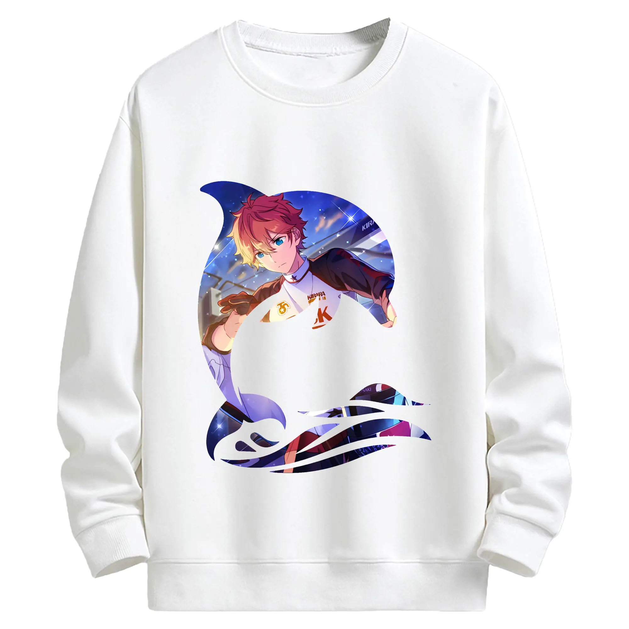 あんさん ぶる グッズ Trickstar 明星スバル - キッズ クルーネックスウェットシャツ ・ フロントプリント ・ 綿80％ ポリエステル20％ ・ 快適 通学 スポーツ 日常使い お散歩用