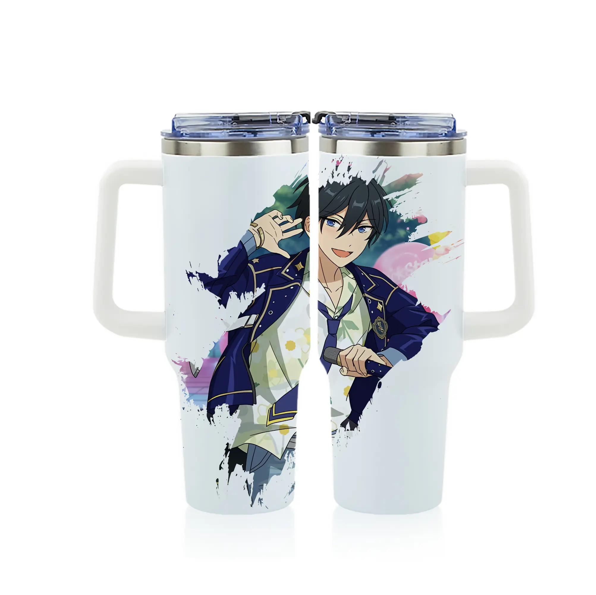 あんさん ぶる グッズ Trickstar 氷鷹北斗 - 1200mL フルプリント車用タンブラー ・ 304ステンレス 内側 ・ 201ステンレス 外側 ・ 保温 保冷 ・ 通勤 ドライブ アウトドア用