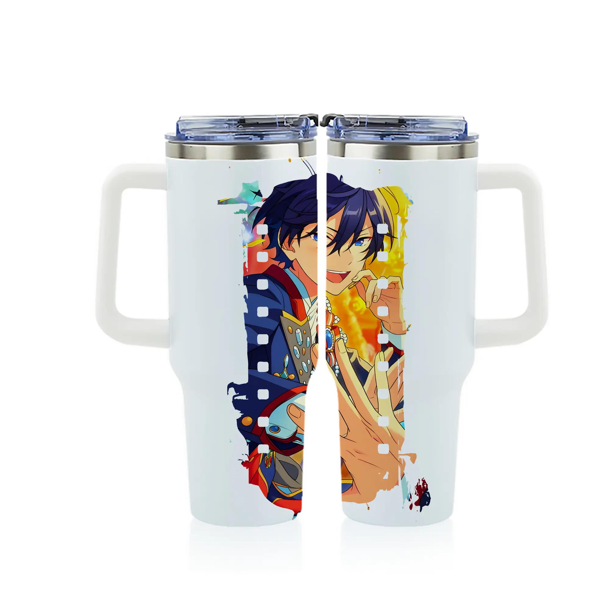 あんさん ぶる グッズ Trickstar 氷鷹北斗 - 1200mL フルプリント車用タンブラー ・ 304ステンレス 内側 ・ 201ステンレス 外側 ・ 保温 保冷 ・ 通勤 ドライブ アウトドア用