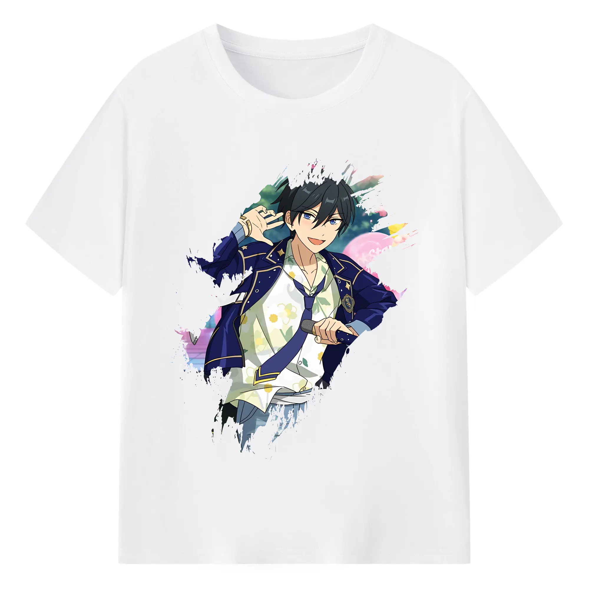 あんさん ぶる グッズ Trickstar 氷鷹北斗 - 綿100％ 半袖Tシャツ ・ フロントプリント ・ 快適 通気性 ・ 日常使い 散歩 スポーツ用