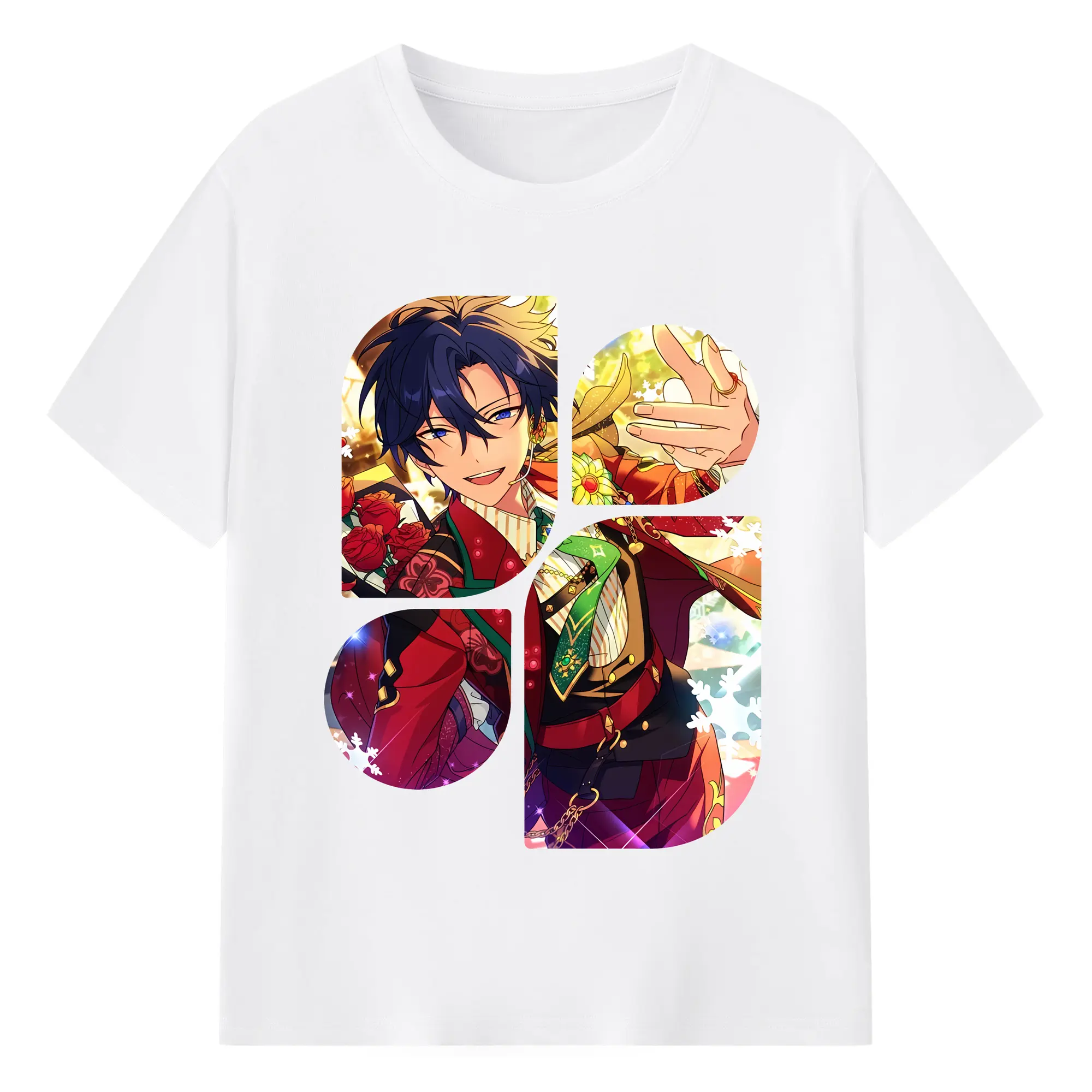 あんさん ぶる グッズ Trickstar 氷鷹北斗 - 綿100％ 半袖Tシャツ ・ フロントプリント ・ 快適 通気性 ・ 日常使い 散歩 スポーツ用