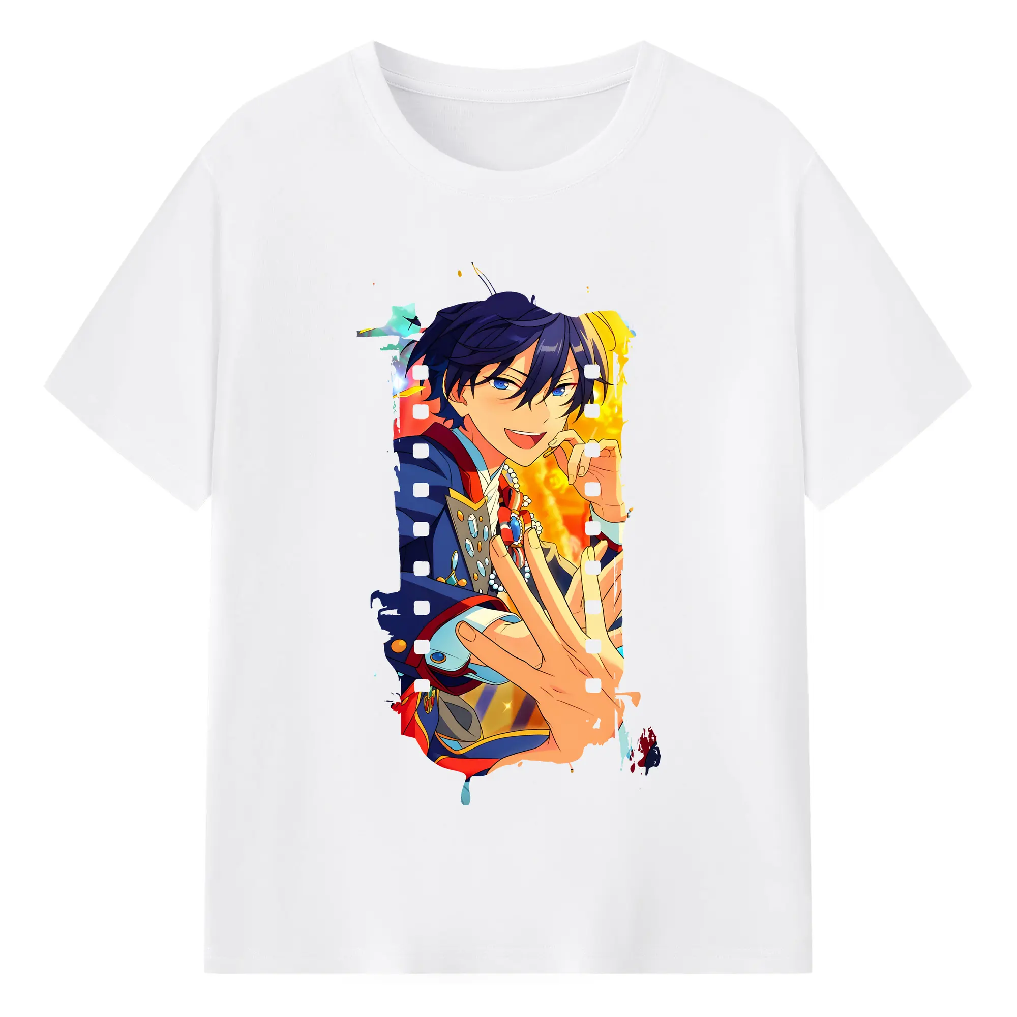 あんさん ぶる グッズ Trickstar 氷鷹北斗 - 綿100％ 半袖Tシャツ ・ フロントプリント ・ 快適 通気性 ・ 日常使い 散歩 スポーツ用
