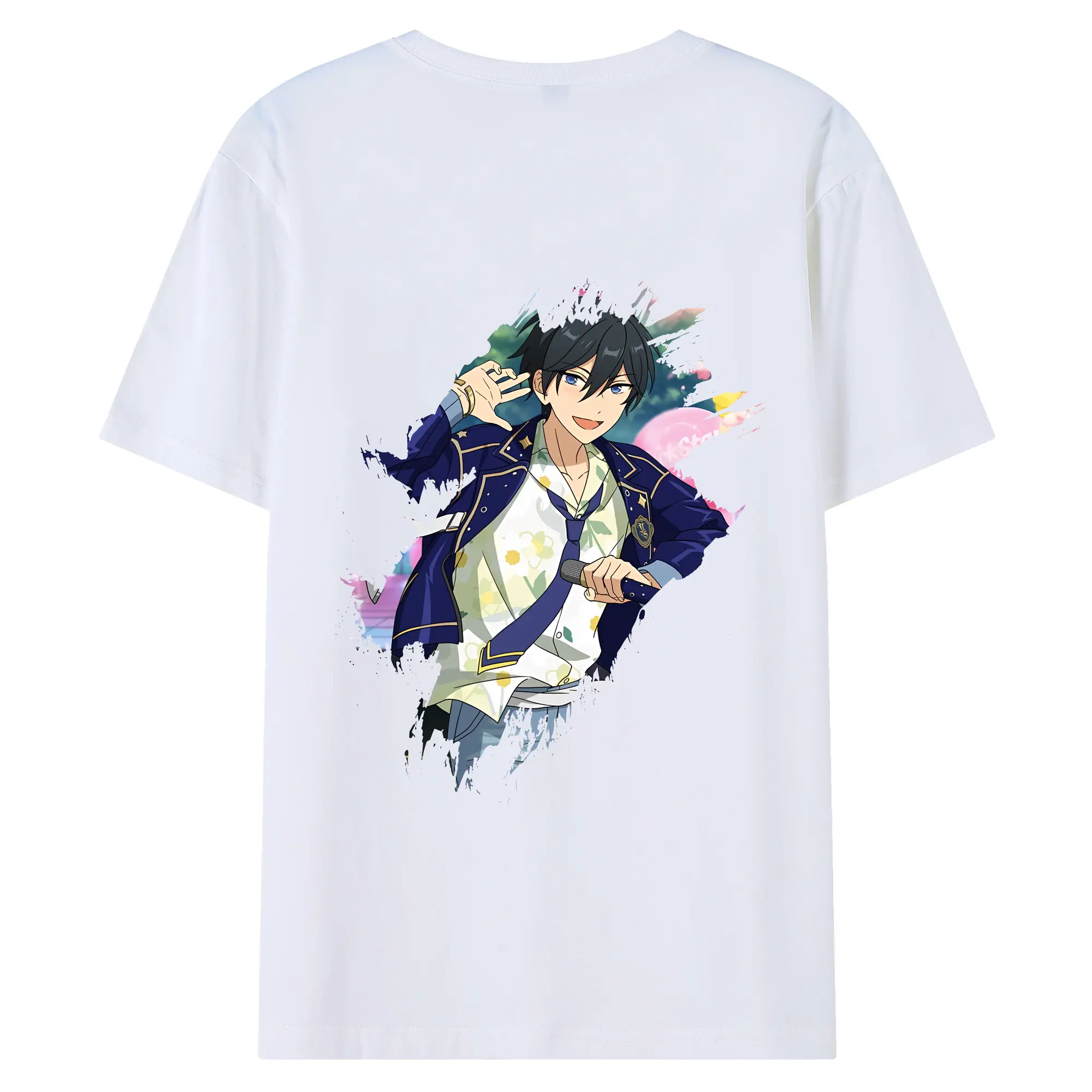 あんさん ぶる グッズ Trickstar 氷鷹北斗 - 綿100％ 半袖Tシャツ ・ バックプリント ・ 快適 通気性 ・ 日常使い 散歩 スポーツ用
