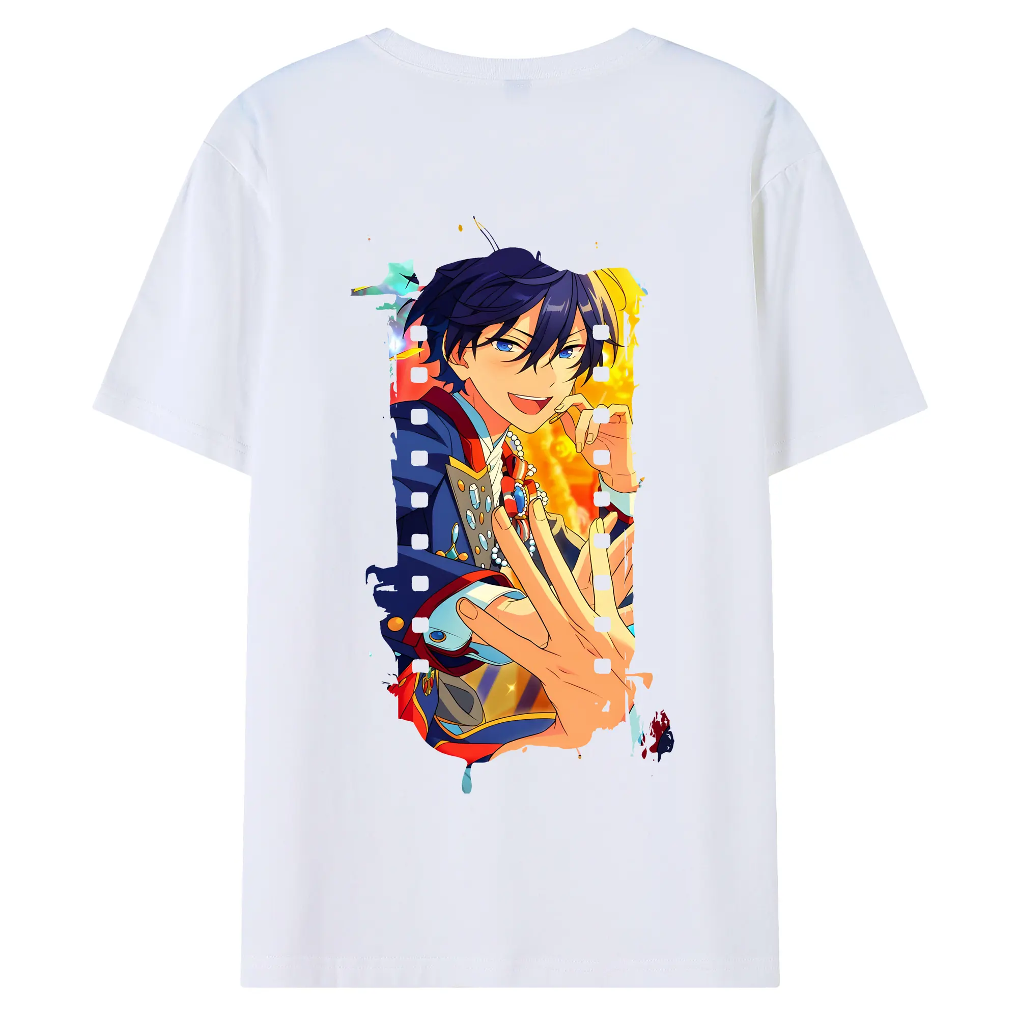 あんさん ぶる グッズ Trickstar 氷鷹北斗 - 綿100％ 半袖Tシャツ ・ バックプリント ・ 快適 通気性 ・ 日常使い 散歩 スポーツ用