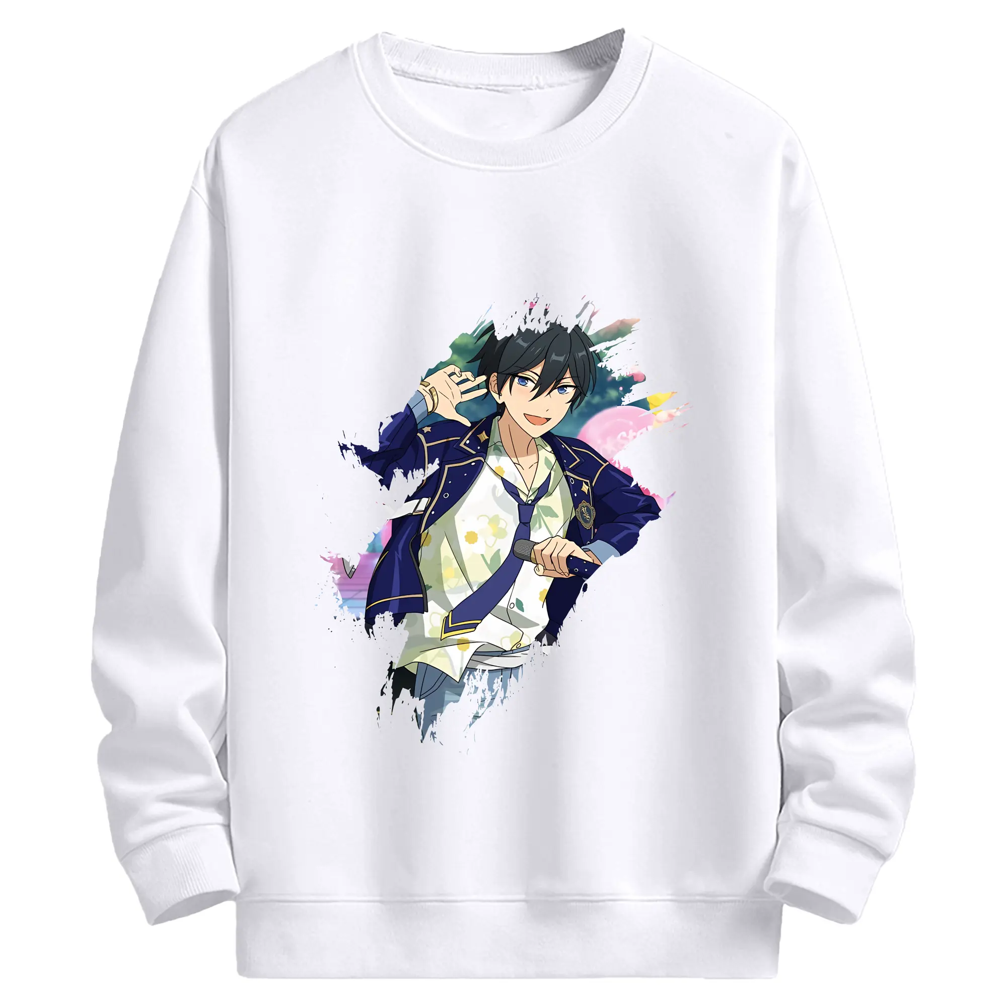 あんさん ぶる グッズ Trickstar 氷鷹北斗 - 高品質 クルーネック スウェット ・ コットン59％ ポリエステル41％ ・ ユニセックス 長袖 トレーナー ・ カジュアル デイリー スポーツ 散歩用