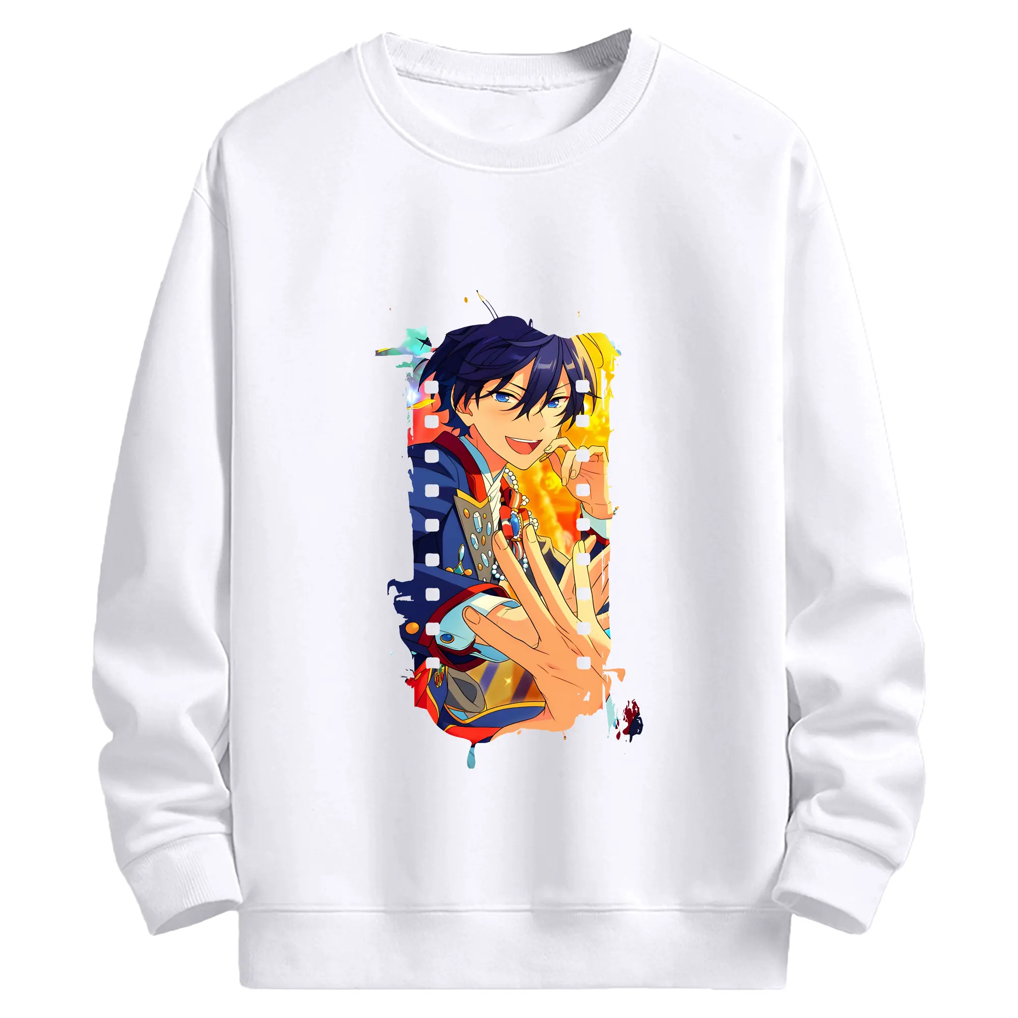 あんさん ぶる グッズ Trickstar 氷鷹北斗 - 高品質 クルーネック スウェット ・ コットン59％ ポリエステル41％ ・ ユニセックス 長袖 トレーナー ・ カジュアル デイリー スポーツ 散歩用