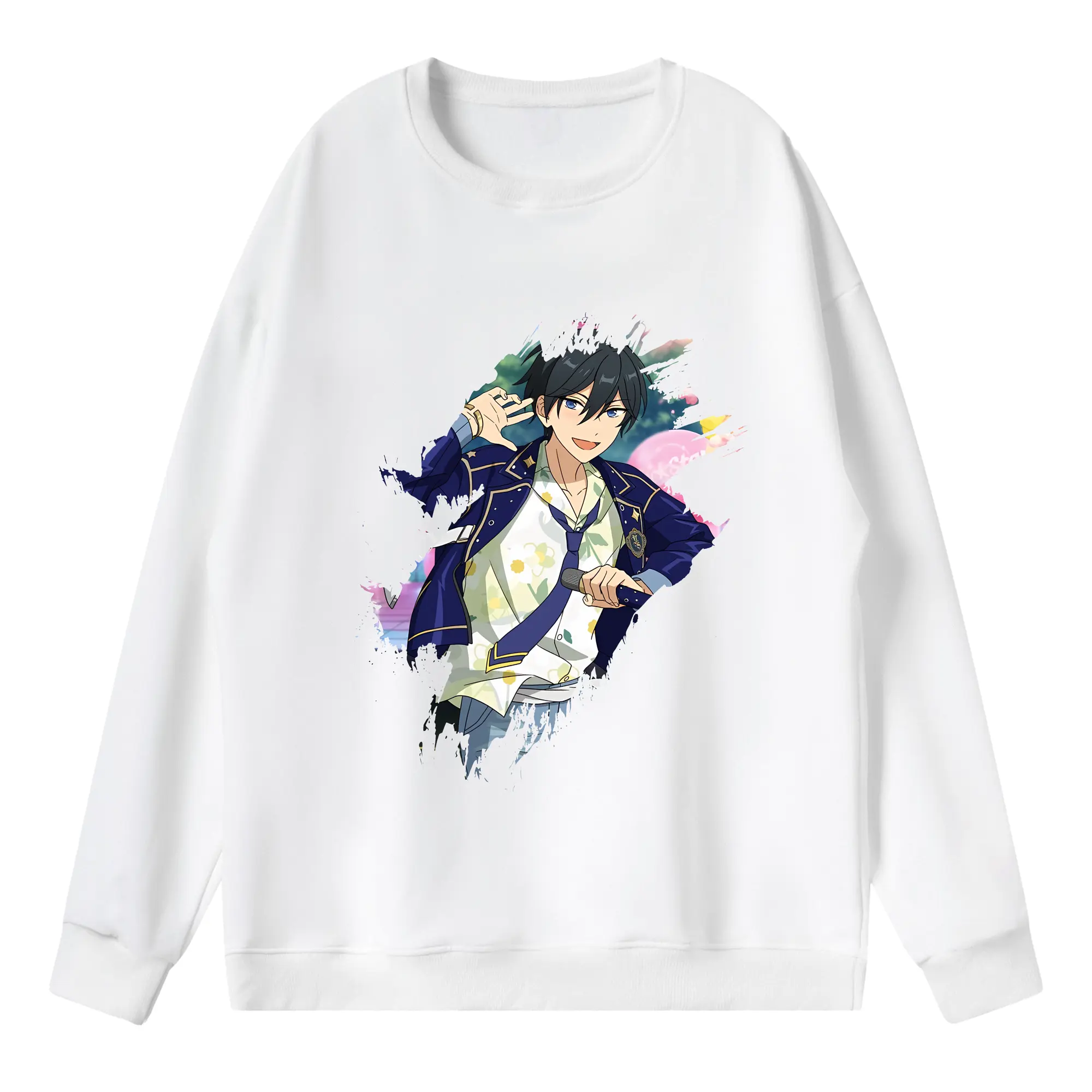 あんさん ぶる グッズ Trickstar 氷鷹北斗 - 薄手 クルーネック スウェット 裏毛260g · ポリエステル 春秋向け カジュアル 男女兼用 · トレーナー デイリー スポーツ 散歩に最適