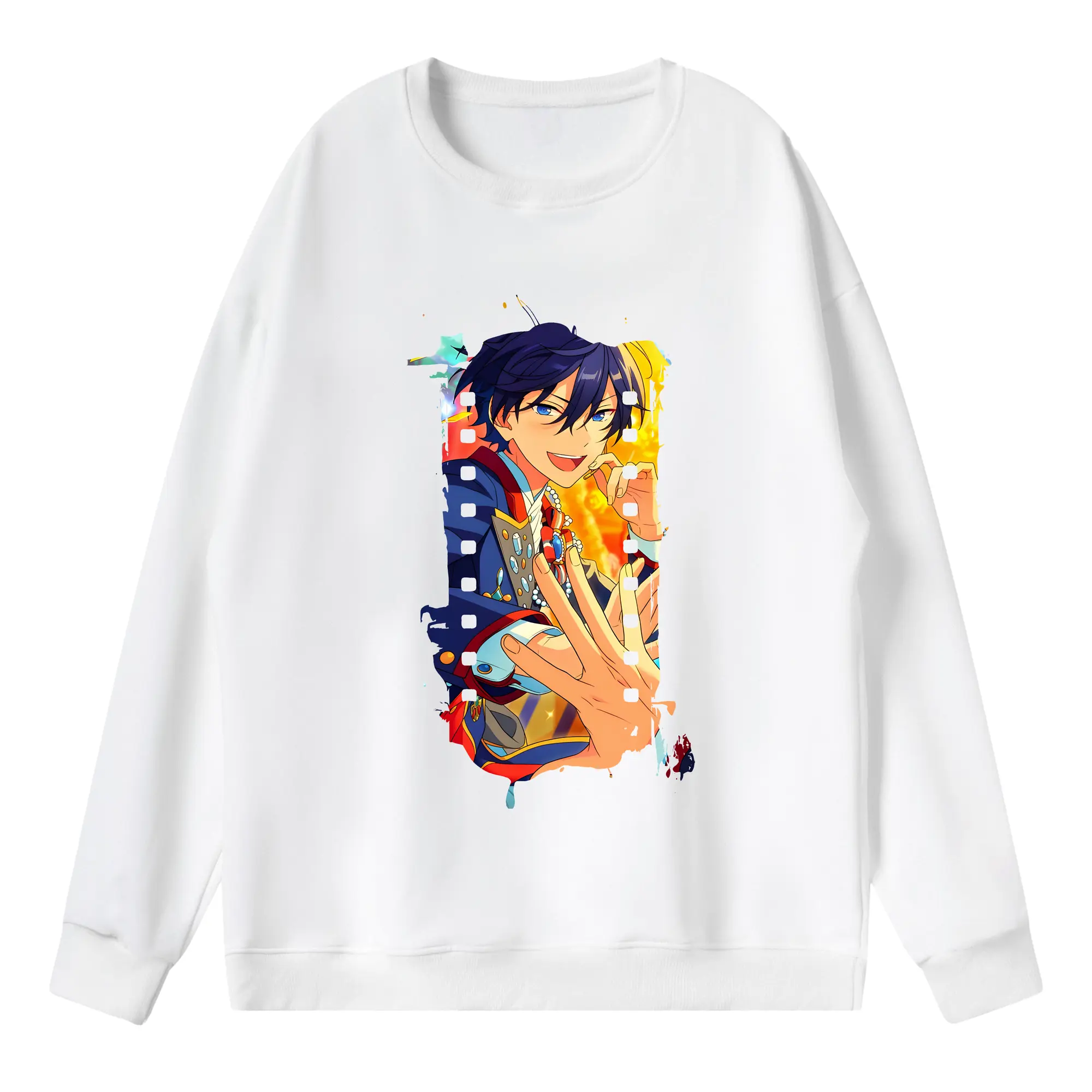 あんさん ぶる グッズ Trickstar 氷鷹北斗 - 薄手 クルーネック スウェット 裏毛260g · ポリエステル 春秋向け カジュアル 男女兼用 · トレーナー デイリー スポーツ 散歩に最適