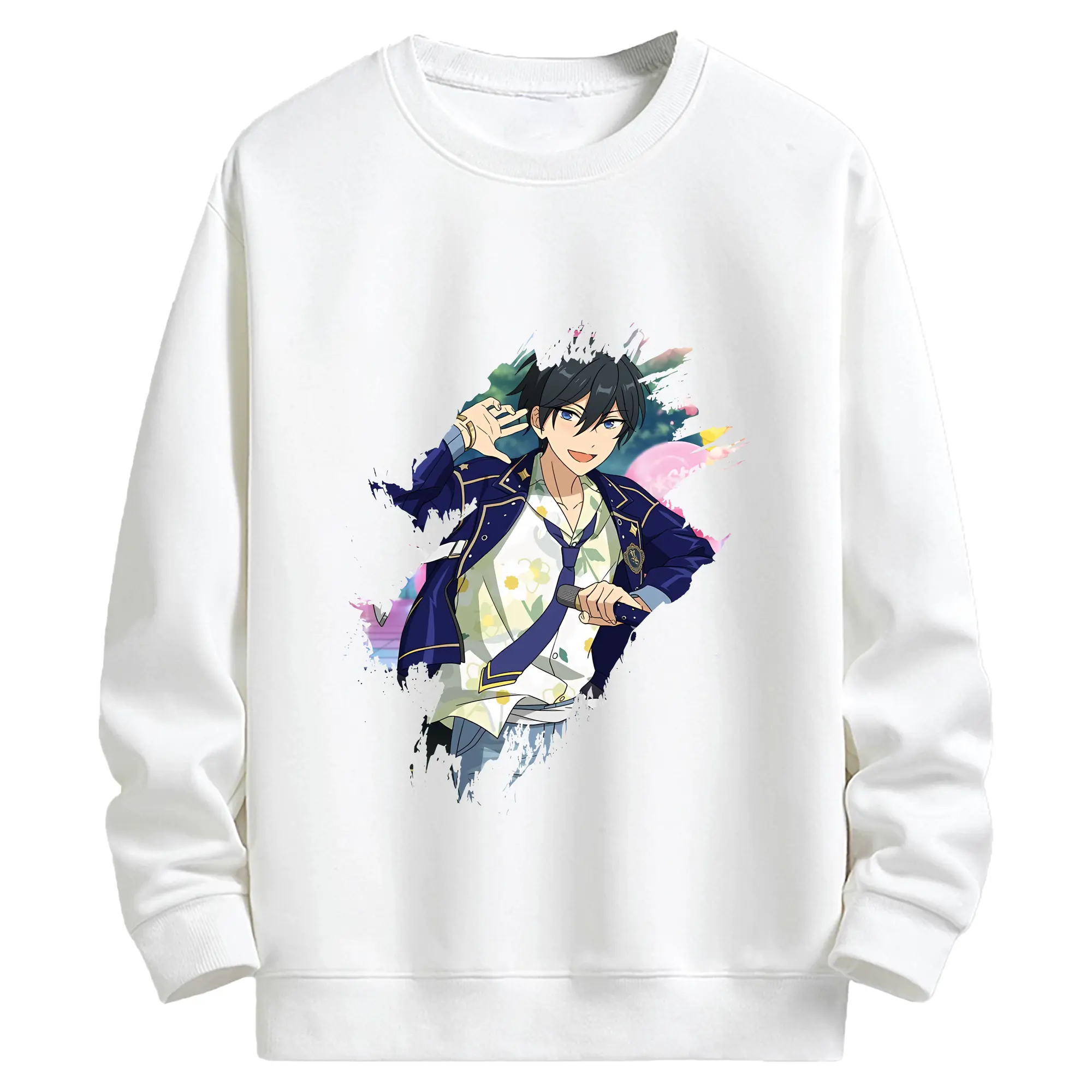 あんさん ぶる グッズ Trickstar 氷鷹北斗 - キッズ クルーネックスウェットシャツ ・ フロントプリント ・ 綿80％ ポリエステル20％ ・ 快適 通学 スポーツ 日常使い お散歩用