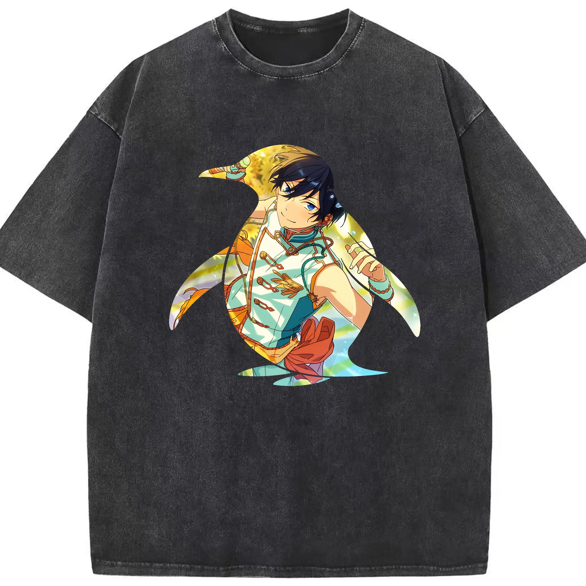 あんさん ぶる グッズ Trickstar 氷鷹北斗 - 綿100％ ヴィンテージ風 半袖Tシャツ ・ フロントプリント ・ 柔らか肌触り ・ 通気性 快適 ・ スポーツ カジュアル 外出用