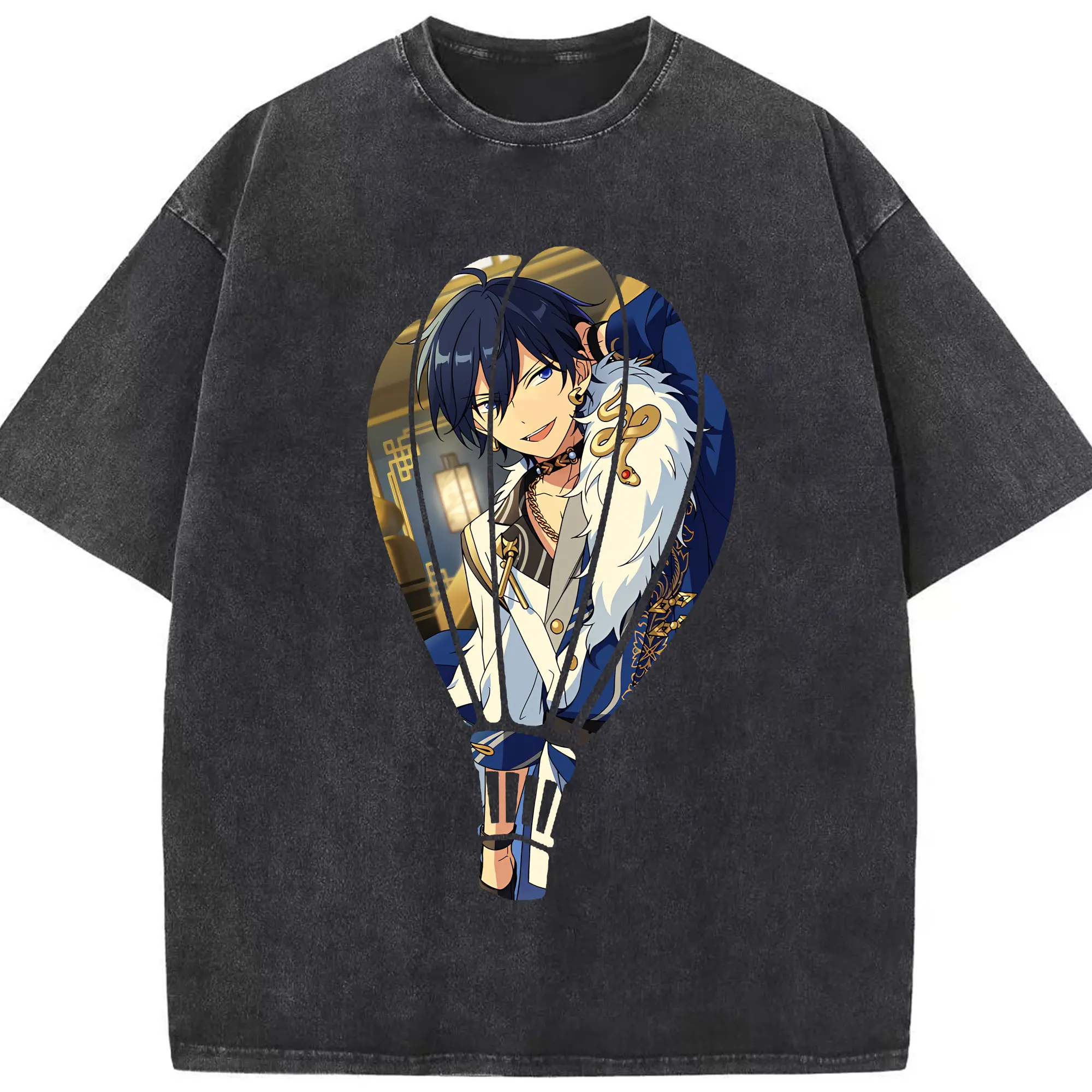 あんさん ぶる グッズ Trickstar 氷鷹北斗 - 綿100％ ヴィンテージ風 半袖Tシャツ ・ フロントプリント ・ 柔らか肌触り ・ 通気性 快適 ・ スポーツ カジュアル 外出用