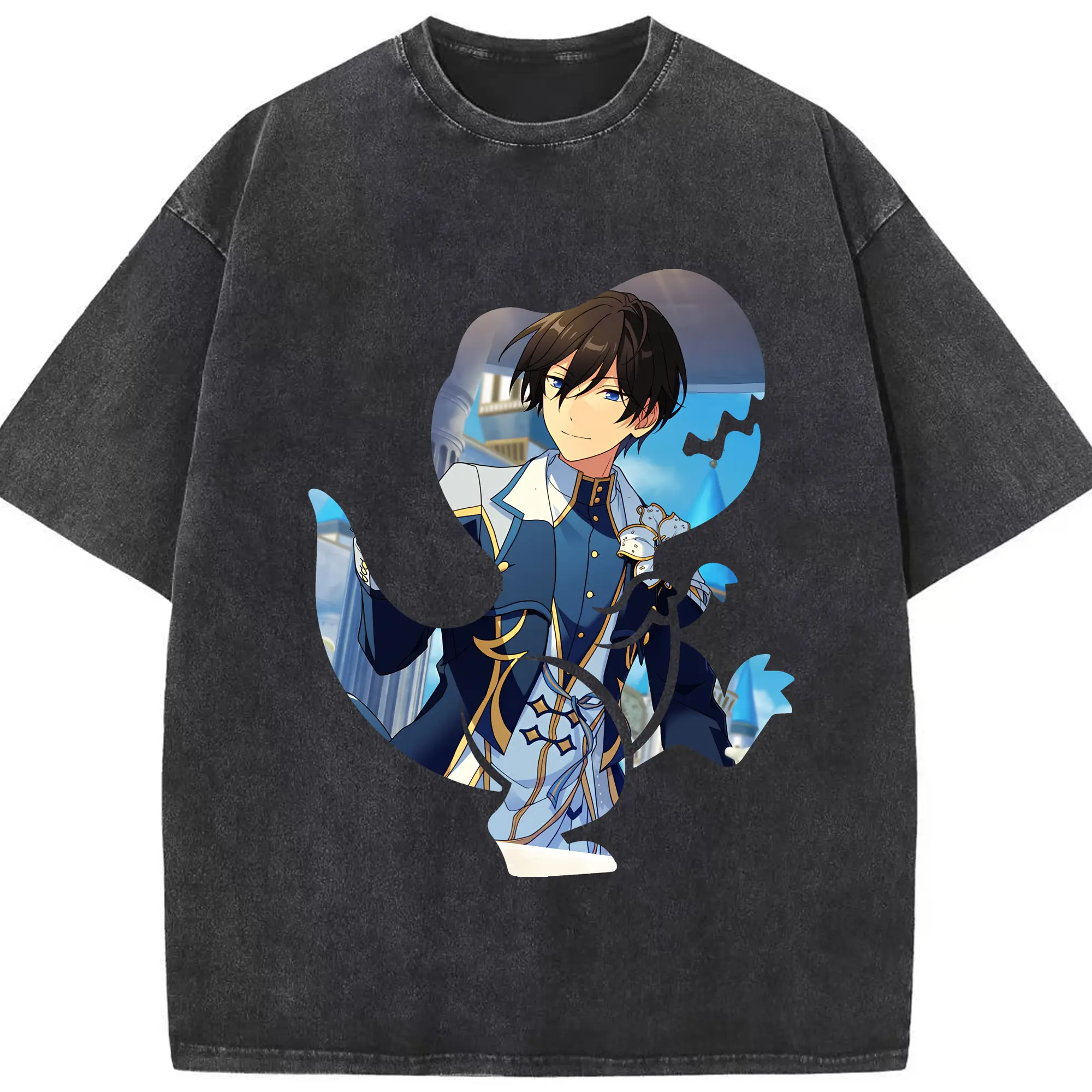 あんさん ぶる グッズ Trickstar 氷鷹北斗 - 綿100％ ヴィンテージ風 半袖Tシャツ ・ フロントプリント ・ 柔らか肌触り ・ 通気性 快適 ・ スポーツ カジュアル 外出用