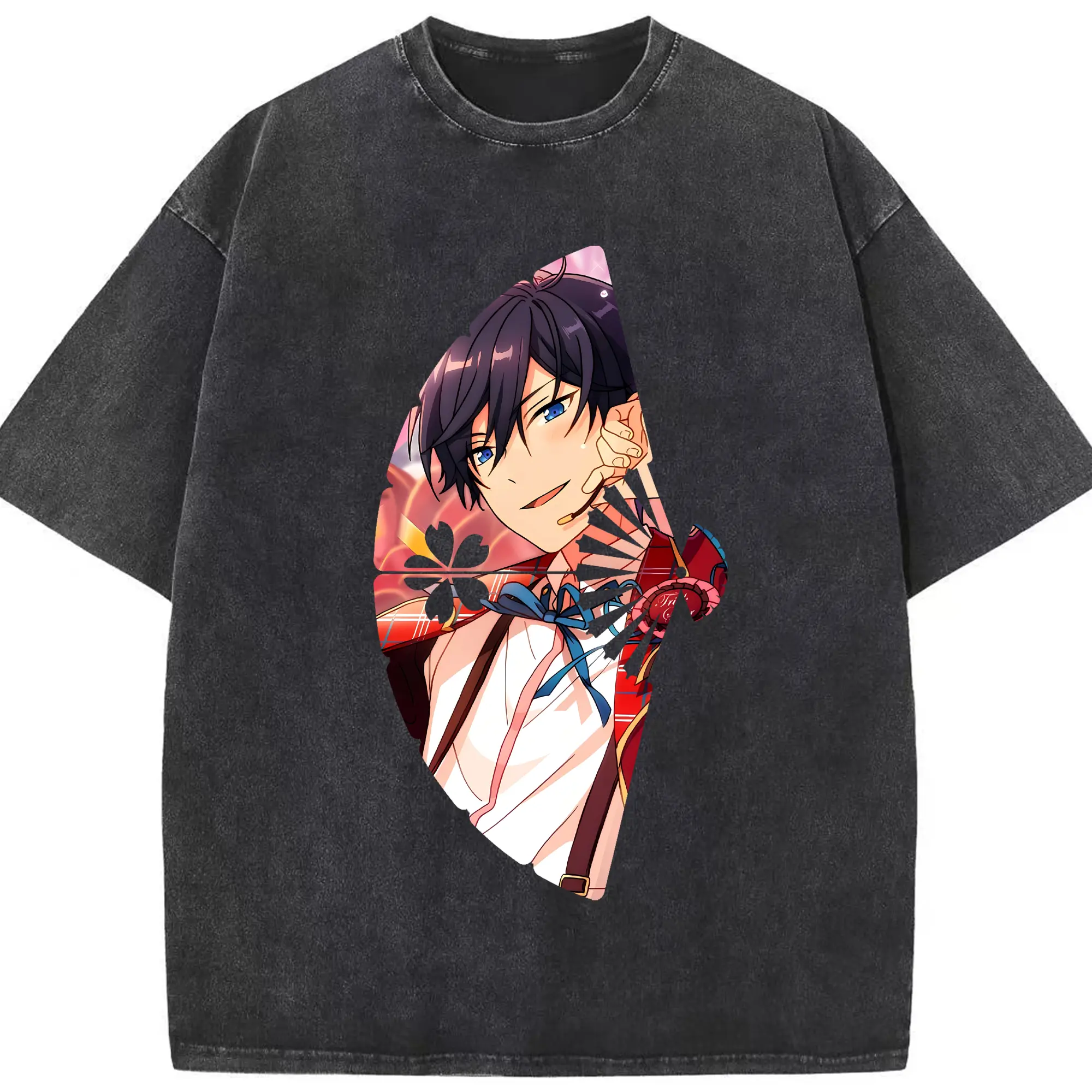 あんさん ぶる グッズ Trickstar 氷鷹北斗 - 綿100％ ヴィンテージ風 半袖Tシャツ ・ フロントプリント ・ 柔らか肌触り ・ 通気性 快適 ・ スポーツ カジュアル 外出用