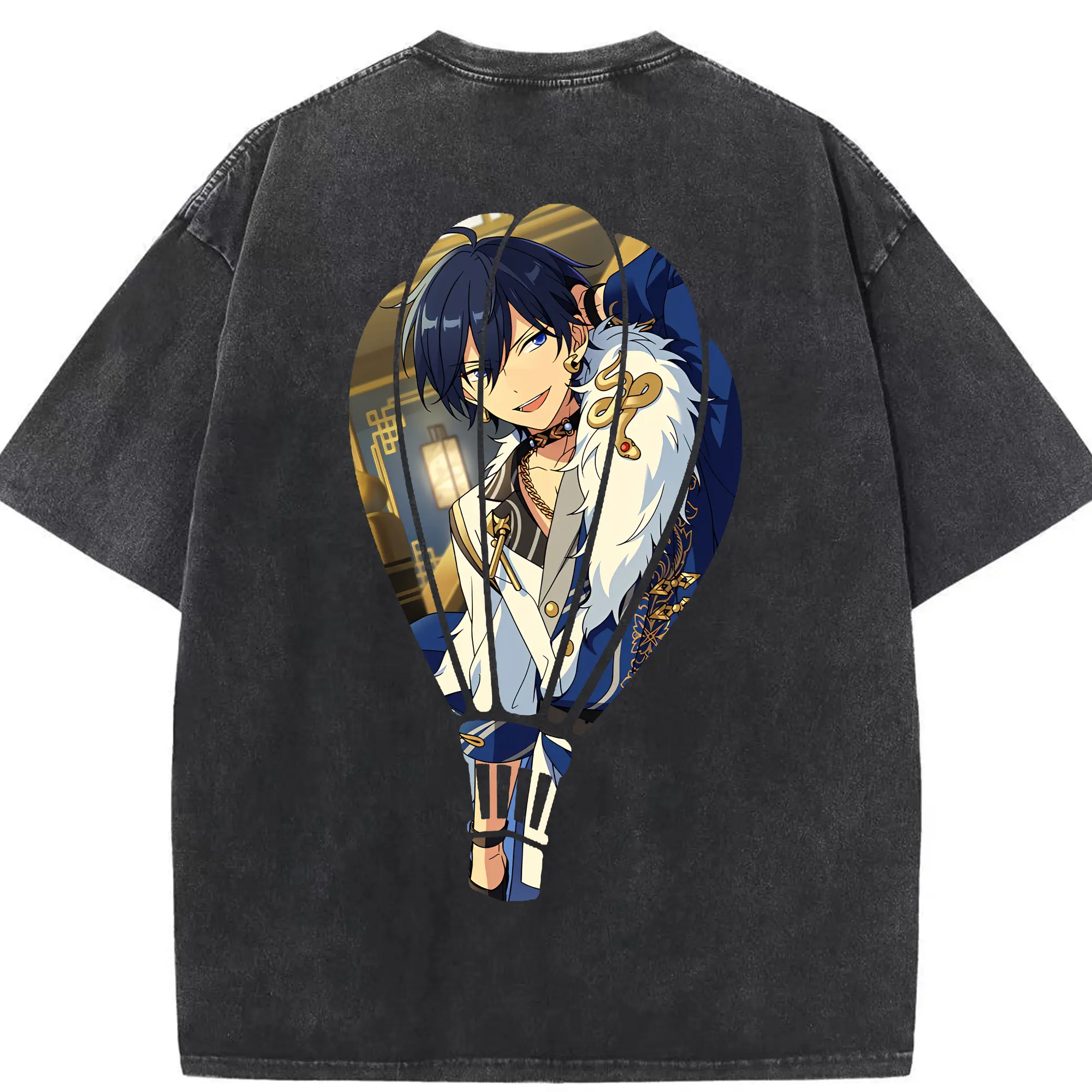 あんさん ぶる グッズ Trickstar 氷鷹北斗 - 綿100％ ヴィンテージ風 半袖Tシャツ ・ 背面プリント ・ 柔らか肌触り ・ 通気性 快適 ・ スポーツ カジュアル 外出用