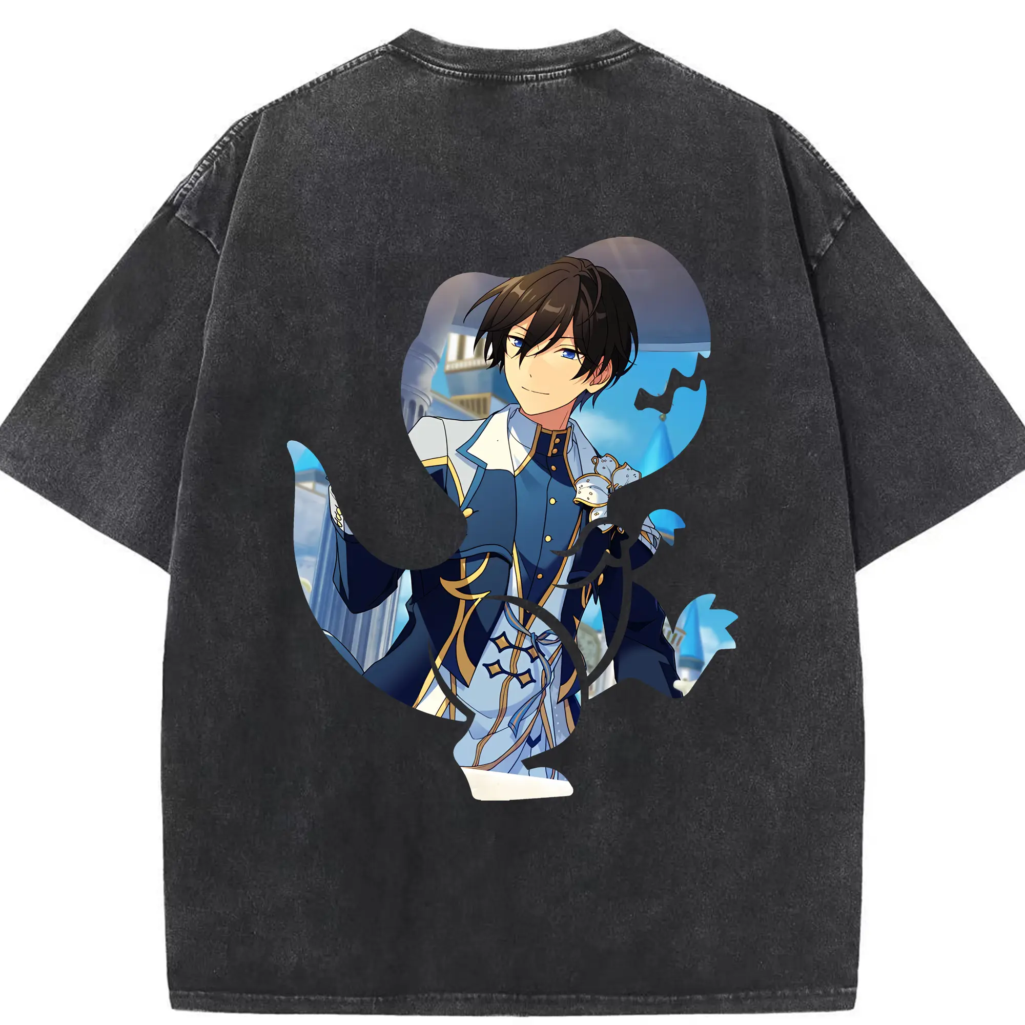 あんさん ぶる グッズ Trickstar 氷鷹北斗 - 綿100％ ヴィンテージ風 半袖Tシャツ ・ 背面プリント ・ 柔らか肌触り ・ 通気性 快適 ・ スポーツ カジュアル 外出用