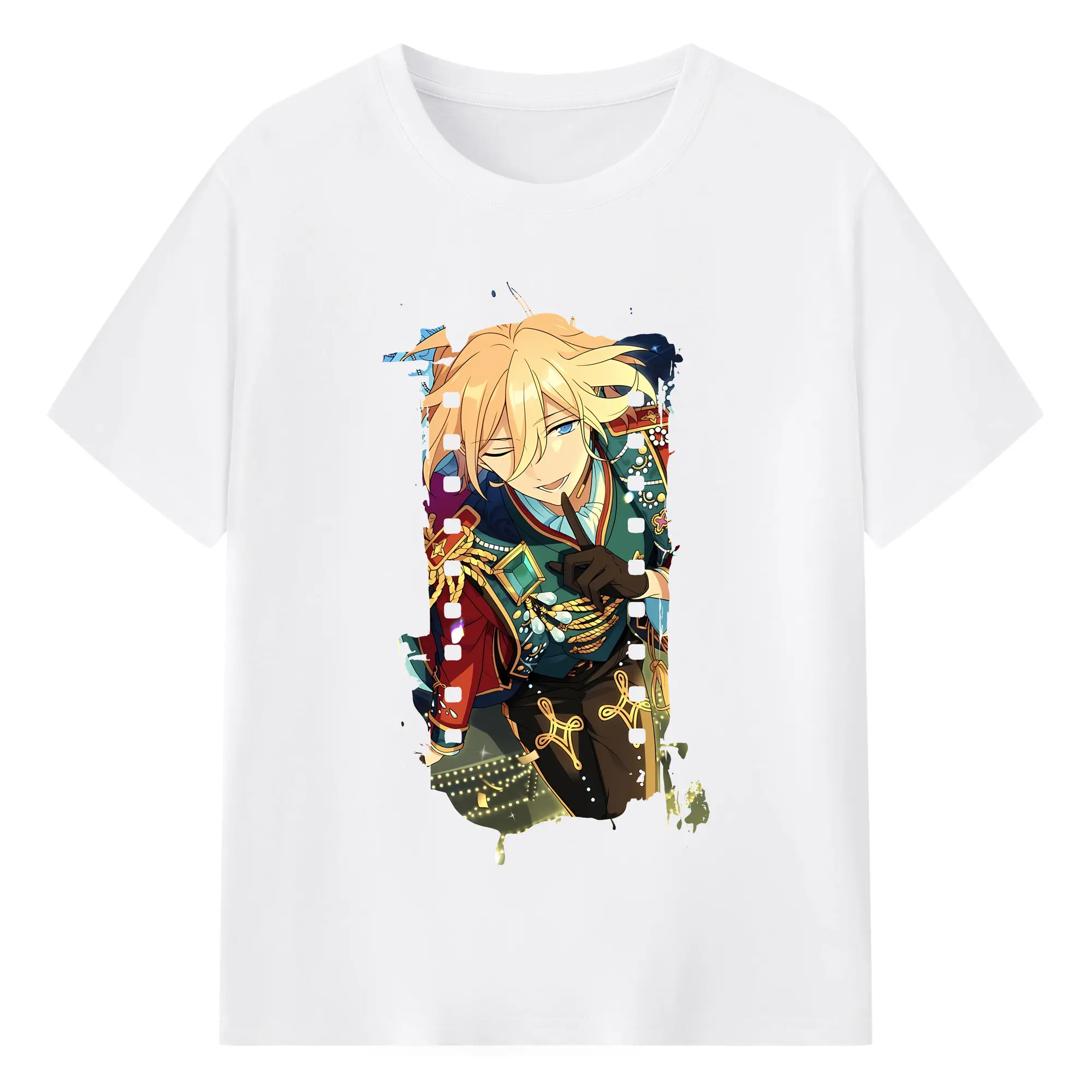 あんさん ぶる グッズ fine 天祥院英智 - 綿100％ 半袖Tシャツ ・ フロントプリント ・ 快適 通気性 ・ 日常使い 散歩 スポーツ用