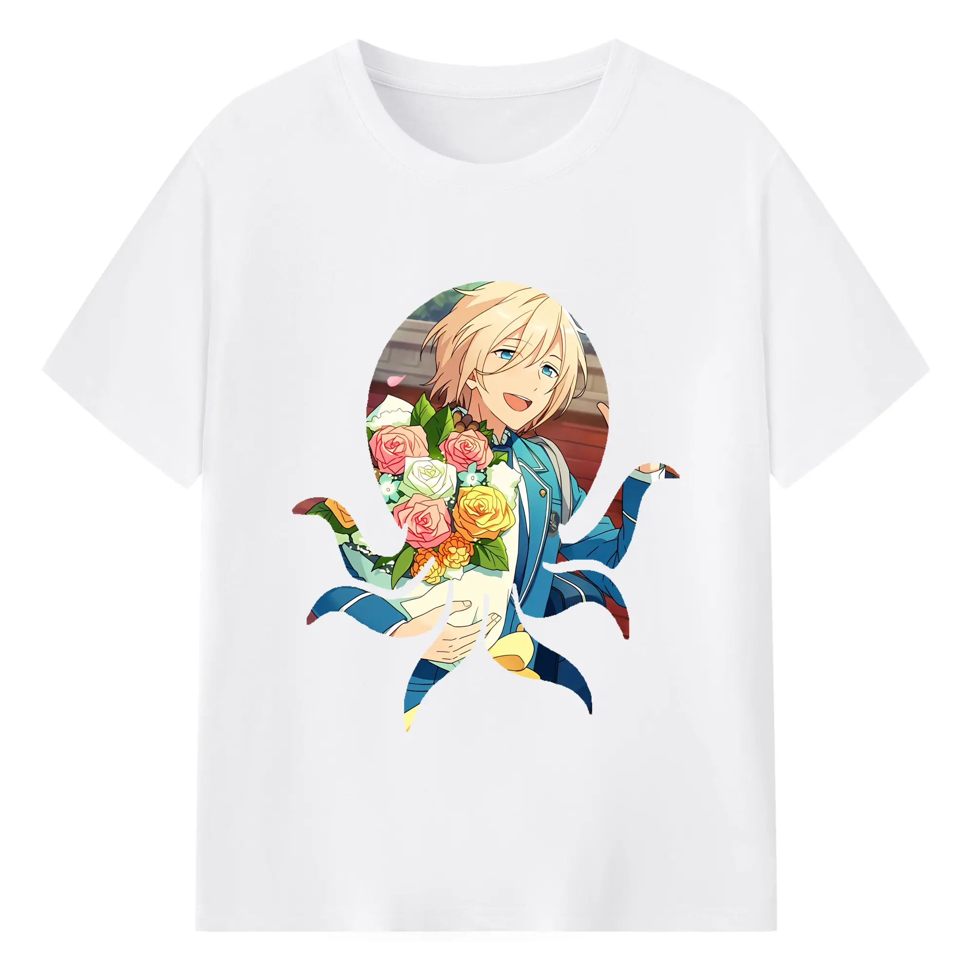 あんさん ぶる グッズ fine 天祥院英智 - 綿100％ 半袖Tシャツ ・ フロントプリント ・ 快適 通気性 ・ 日常使い 散歩 スポーツ用