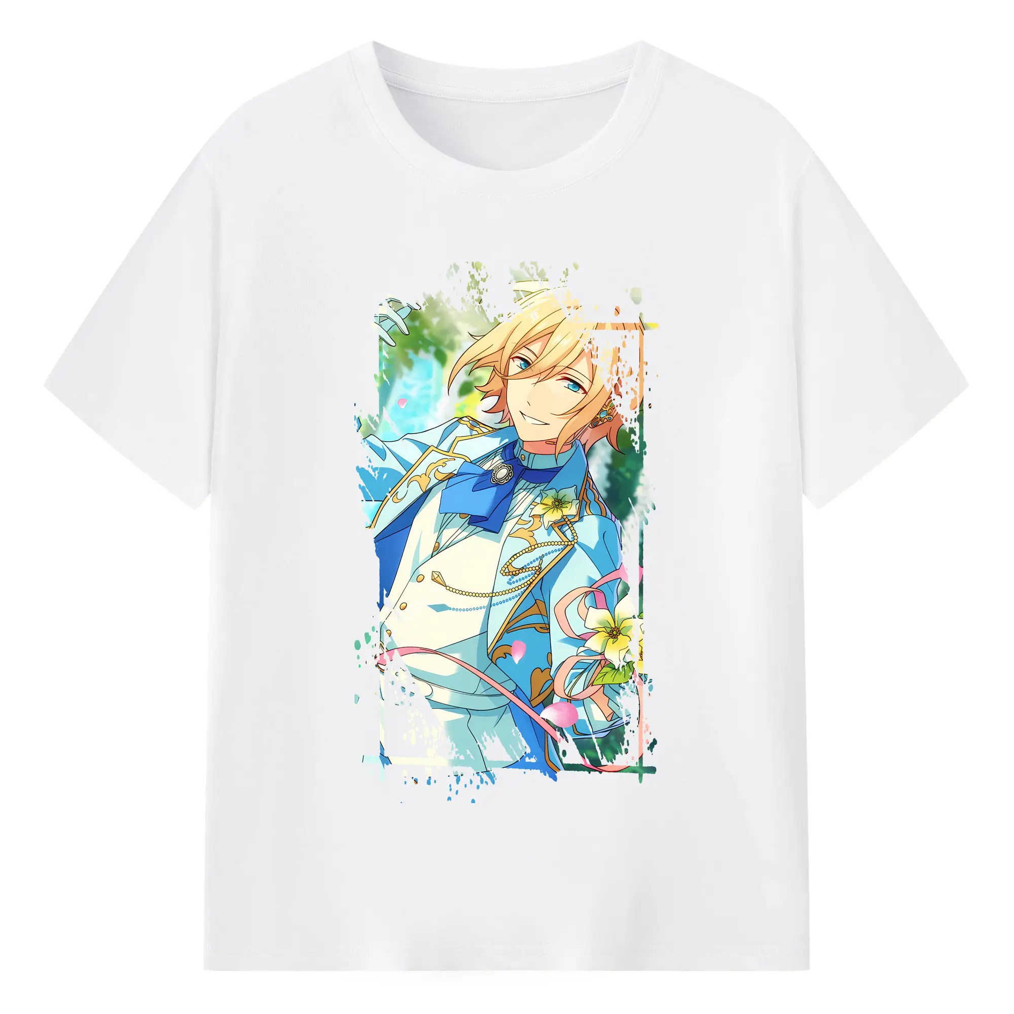 あんさん ぶる グッズ fine 天祥院英智 - 綿100％ 半袖Tシャツ ・ フロントプリント ・ 快適 通気性 ・ 日常使い 散歩 スポーツ用