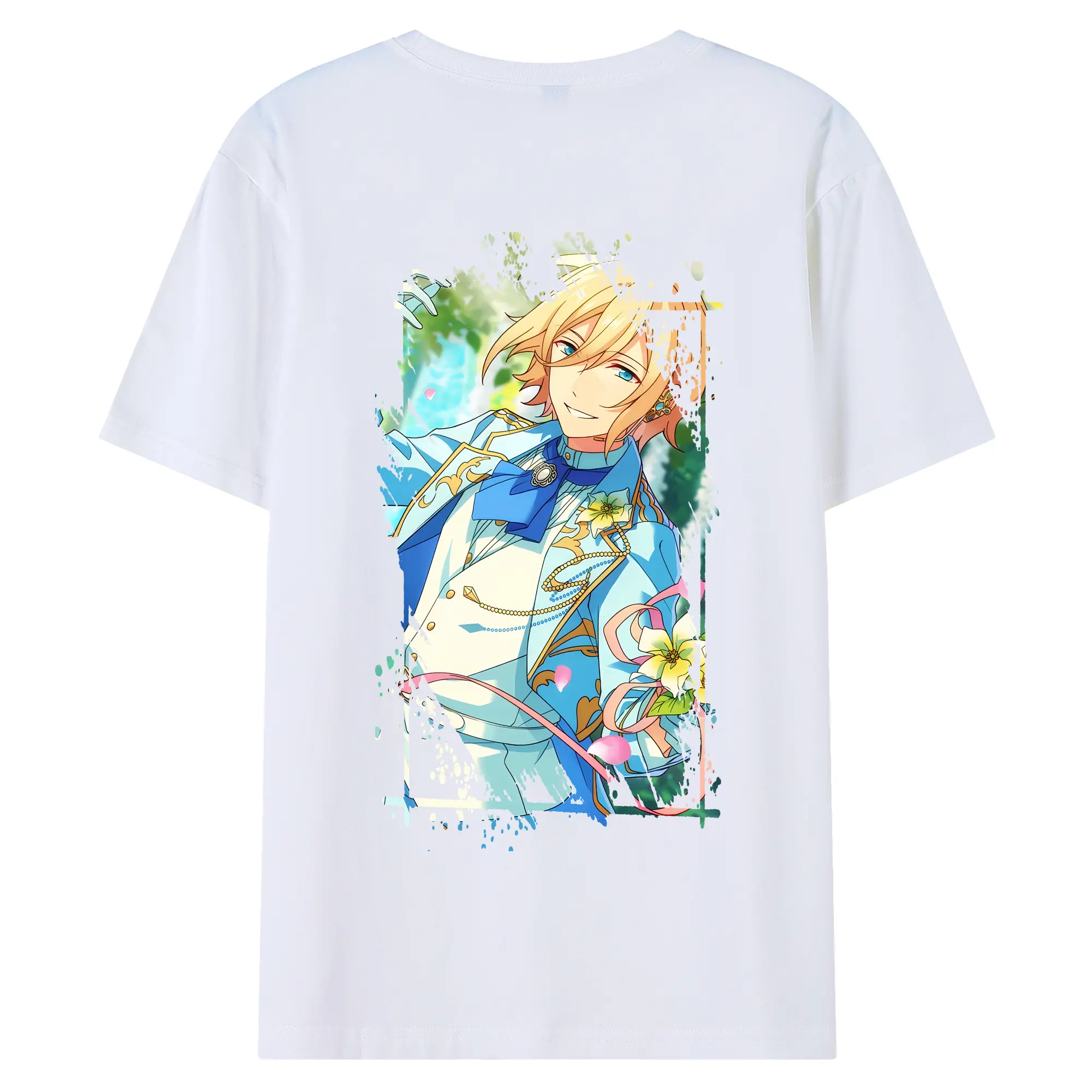 あんさん ぶる グッズ fine 天祥院英智 - 綿100％ 半袖Tシャツ ・ バックプリント ・ 快適 通気性 ・ 日常使い 散歩 スポーツ用