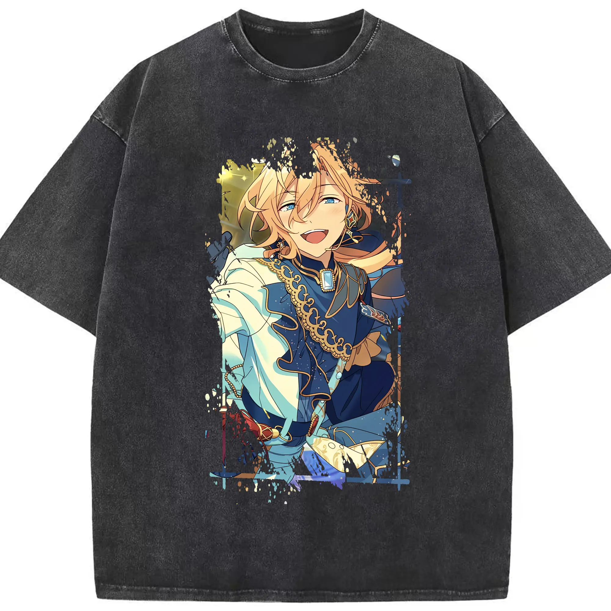 あんさん ぶる グッズ fine 天祥院英智 - 綿100％ ヴィンテージ風 半袖Tシャツ ・ フロントプリント ・ 柔らか肌触り ・ 通気性 快適 ・ スポーツ カジュアル 外出用