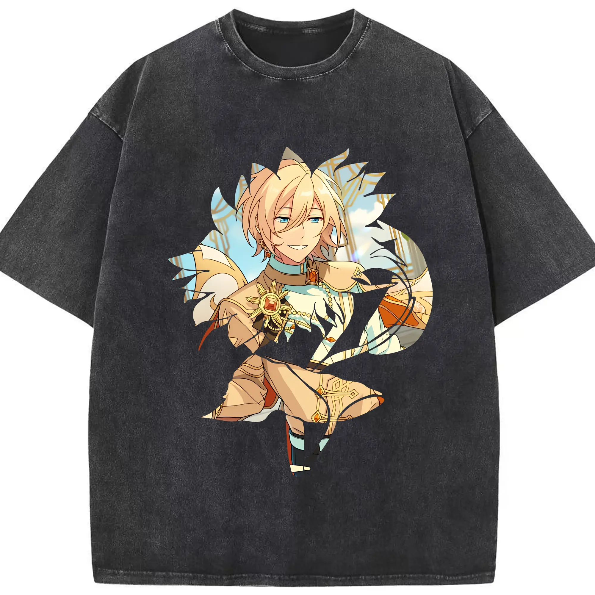 あんさん ぶる グッズ fine 天祥院英智 - 綿100％ ヴィンテージ風 半袖Tシャツ ・ フロントプリント ・ 柔らか肌触り ・ 通気性 快適 ・ スポーツ カジュアル 外出用