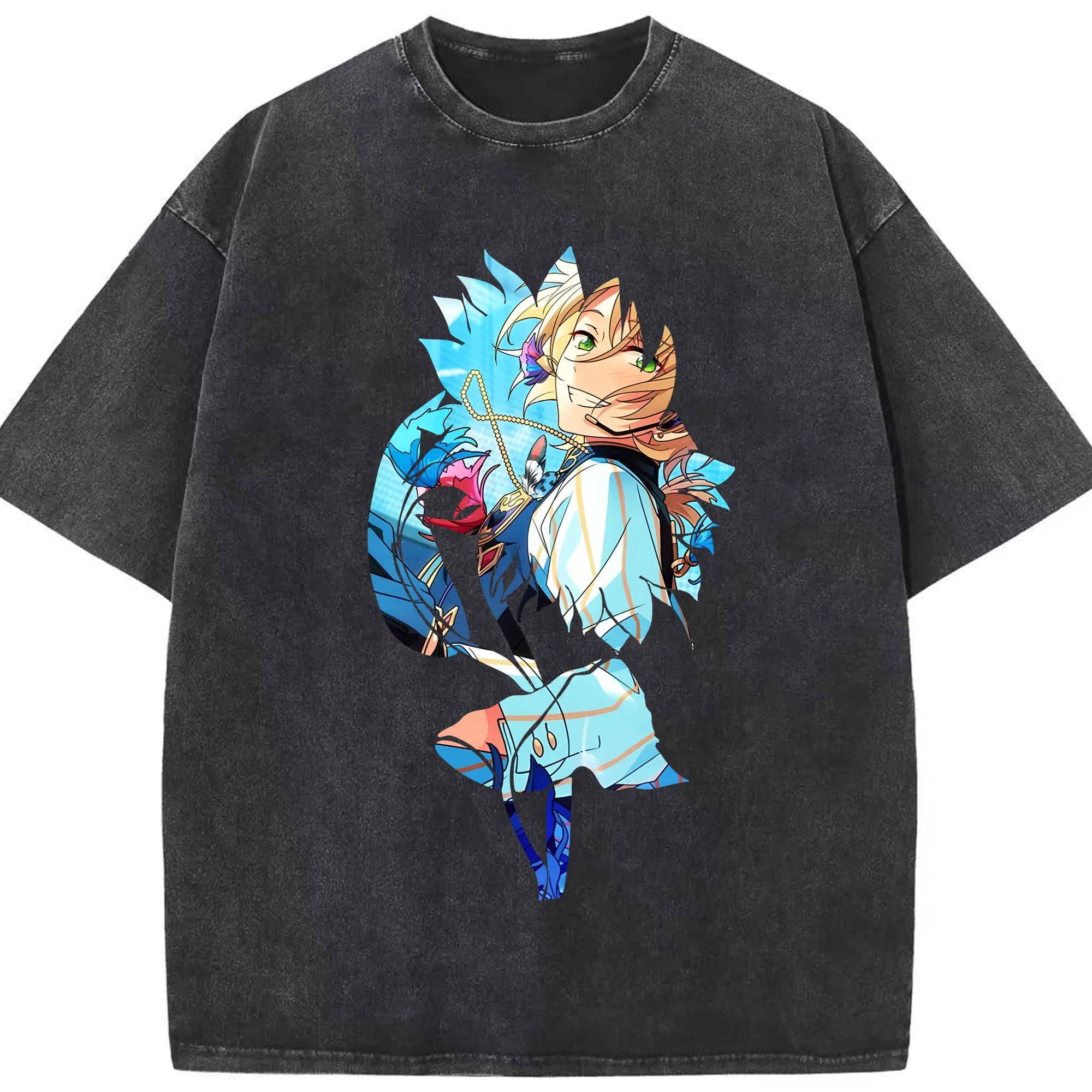 あんさん ぶる グッズ fine 天祥院英智 - 綿100％ ヴィンテージ風 半袖Tシャツ ・ フロントプリント ・ 柔らか肌触り ・ 通気性 快適 ・ スポーツ カジュアル 外出用