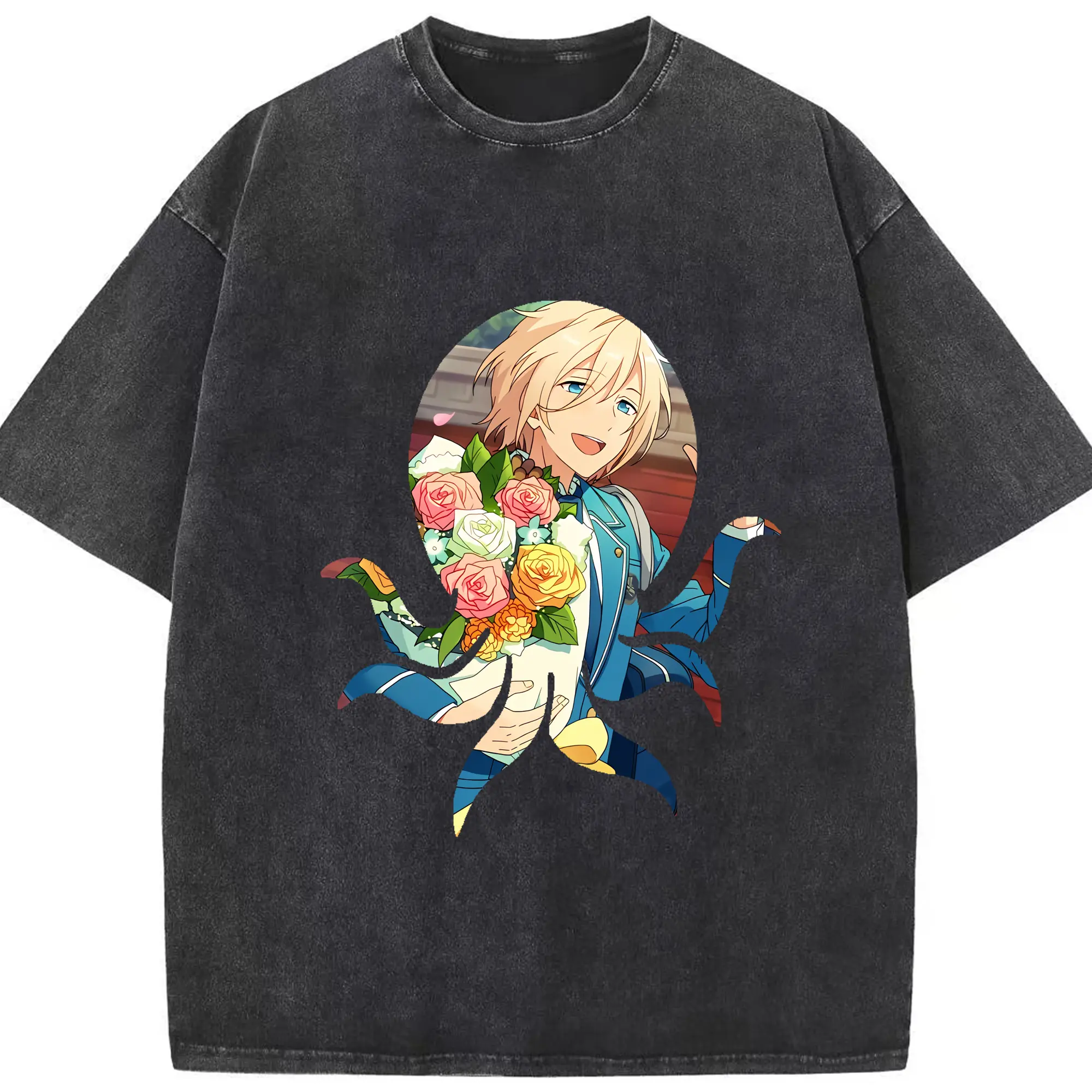 あんさん ぶる グッズ fine 天祥院英智 - 綿100％ ヴィンテージ風 半袖Tシャツ ・ フロントプリント ・ 柔らか肌触り ・ 通気性 快適 ・ スポーツ カジュアル 外出用