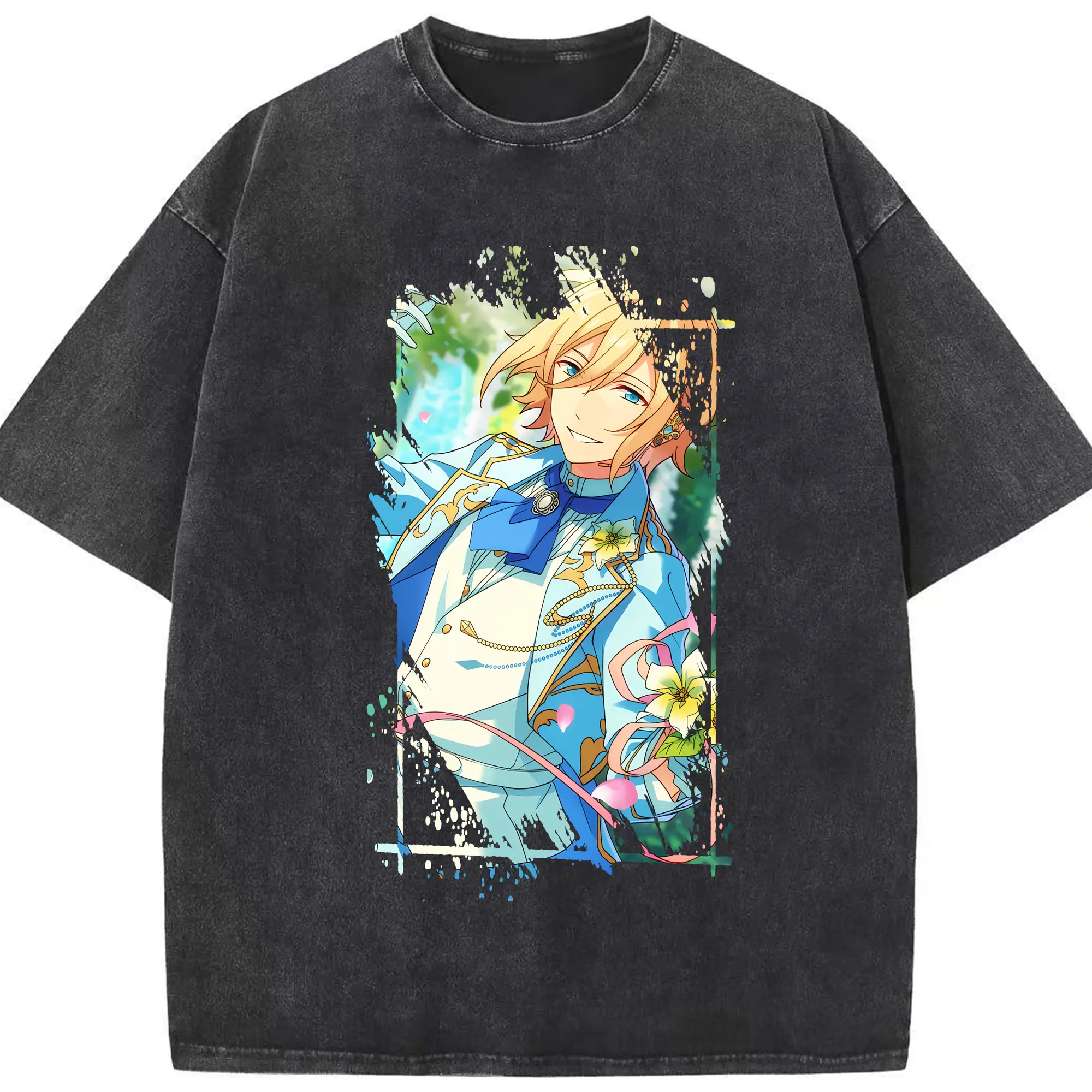 あんさん ぶる グッズ fine 天祥院英智 - 綿100％ ヴィンテージ風 半袖Tシャツ ・ フロントプリント ・ 柔らか肌触り ・ 通気性 快適 ・ スポーツ カジュアル 外出用