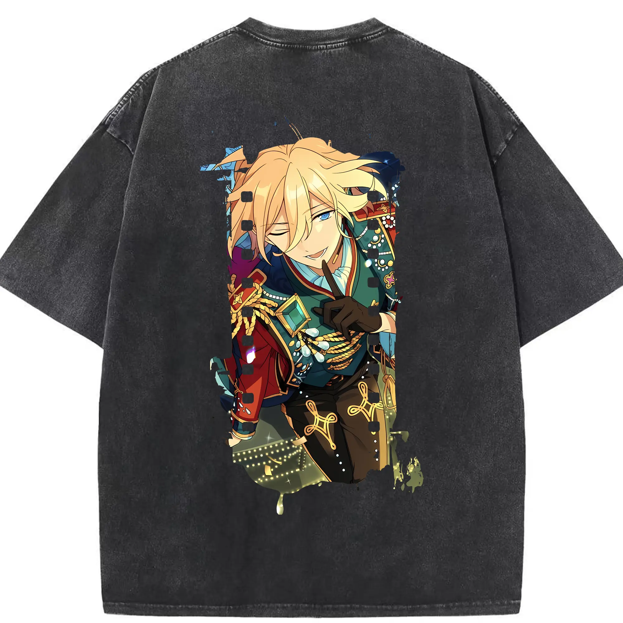 あんさん ぶる グッズ fine 天祥院英智 - 綿100％ ヴィンテージ風 半袖Tシャツ ・ 背面プリント ・ 柔らか肌触り ・ 通気性 快適 ・ スポーツ カジュアル 外出用