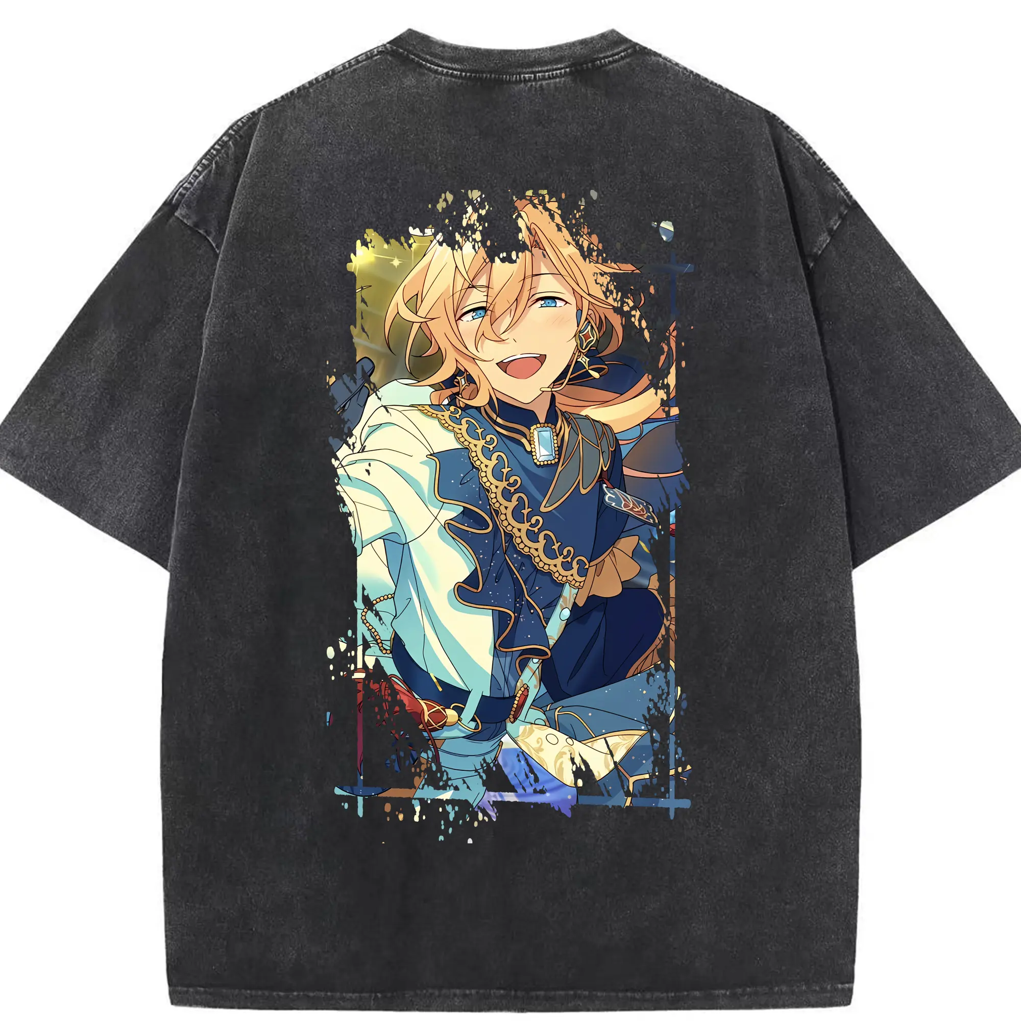 あんさん ぶる グッズ fine 天祥院英智 - 綿100％ ヴィンテージ風 半袖Tシャツ ・ 背面プリント ・ 柔らか肌触り ・ 通気性 快適 ・ スポーツ カジュアル 外出用