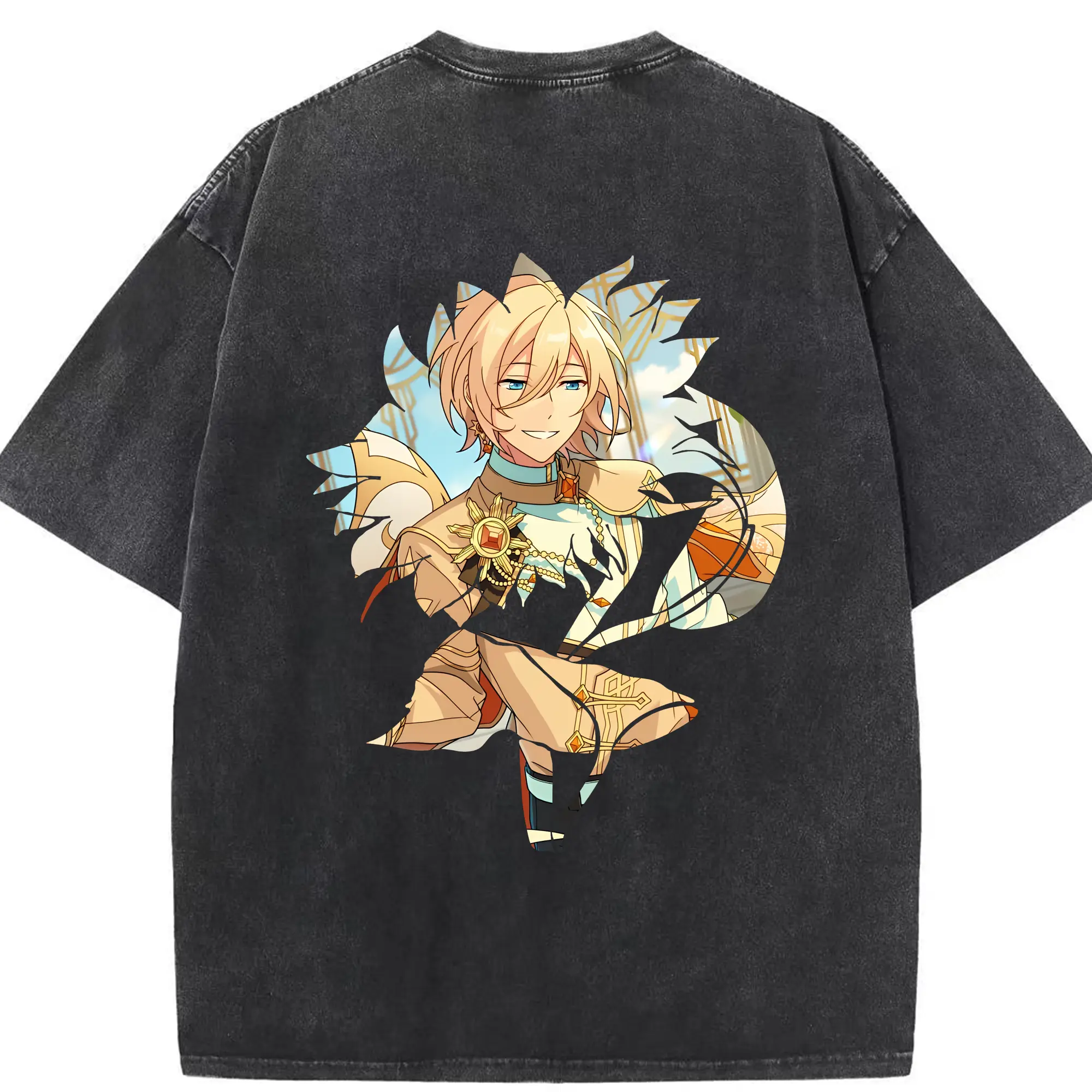 あんさん ぶる グッズ fine 天祥院英智 - 綿100％ ヴィンテージ風 半袖Tシャツ ・ 背面プリント ・ 柔らか肌触り ・ 通気性 快適 ・ スポーツ カジュアル 外出用