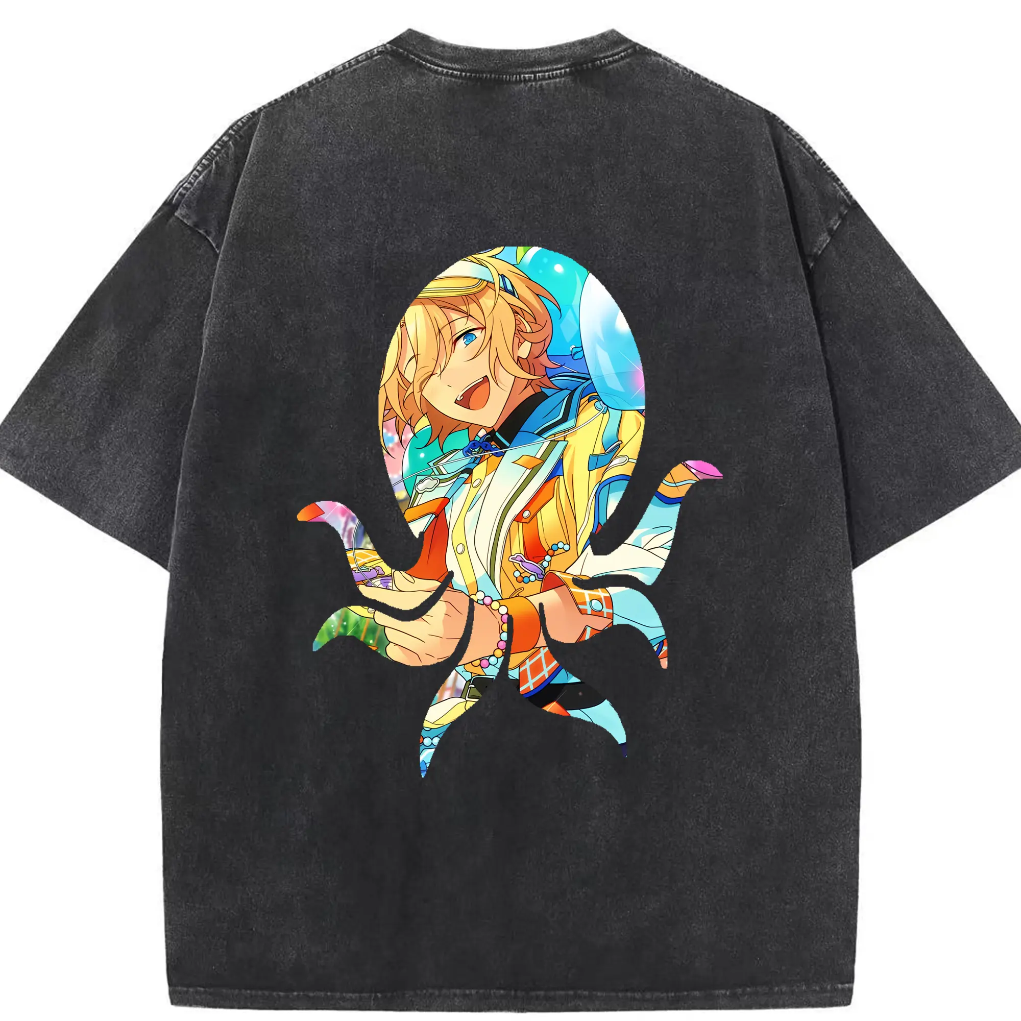 あんさん ぶる グッズ fine 天祥院英智 - 綿100％ ヴィンテージ風 半袖Tシャツ ・ 背面プリント ・ 柔らか肌触り ・ 通気性 快適 ・ スポーツ カジュアル 外出用