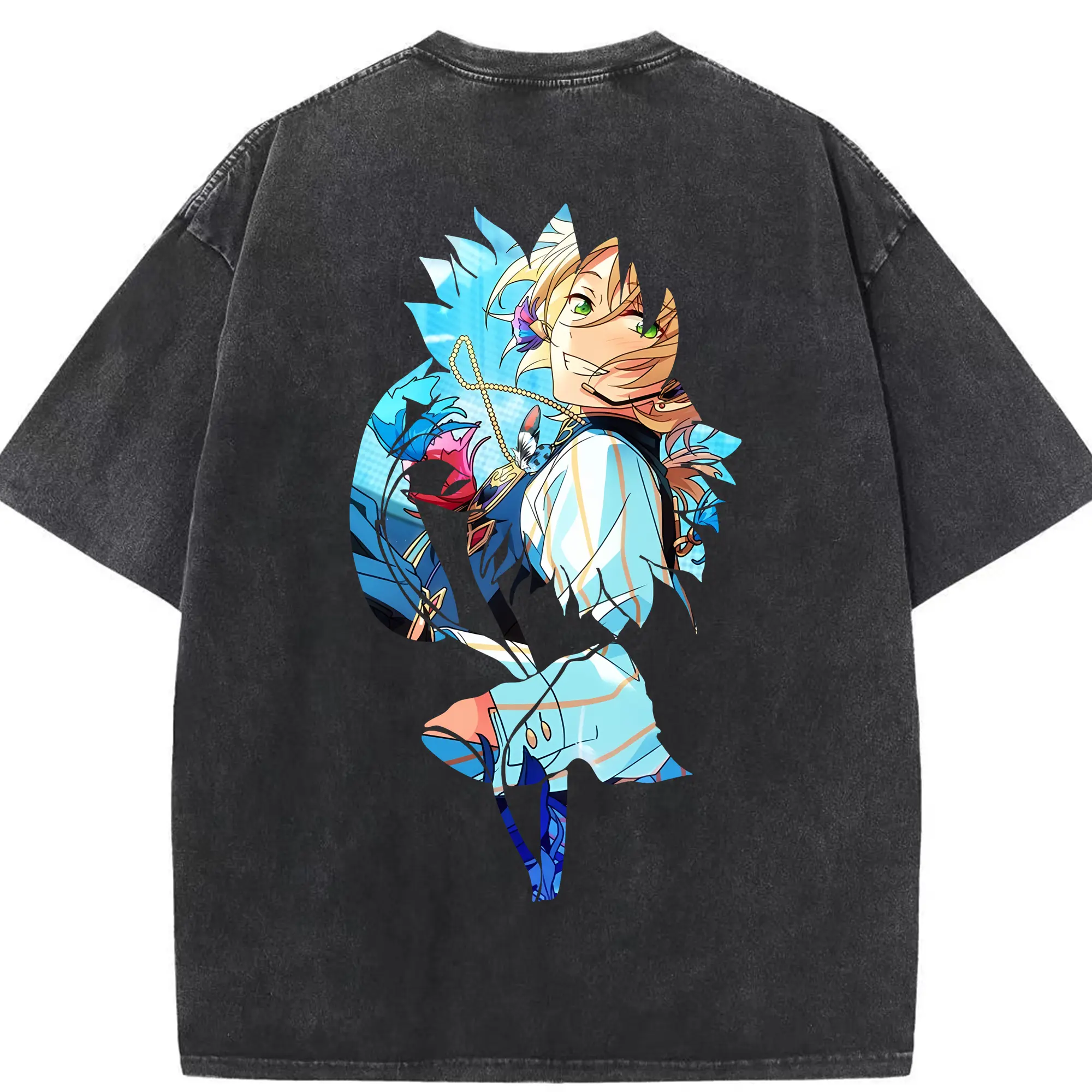 あんさん ぶる グッズ fine 天祥院英智 - 綿100％ ヴィンテージ風 半袖Tシャツ ・ 背面プリント ・ 柔らか肌触り ・ 通気性 快適 ・ スポーツ カジュアル 外出用