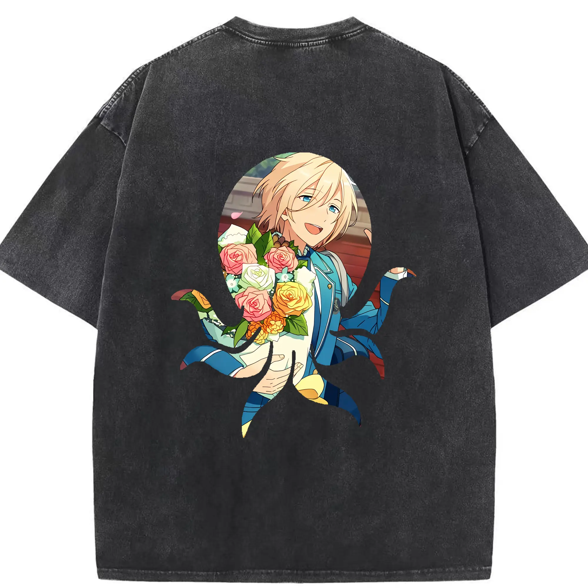 あんさん ぶる グッズ fine 天祥院英智 - 綿100％ ヴィンテージ風 半袖Tシャツ ・ 背面プリント ・ 柔らか肌触り ・ 通気性 快適 ・ スポーツ カジュアル 外出用