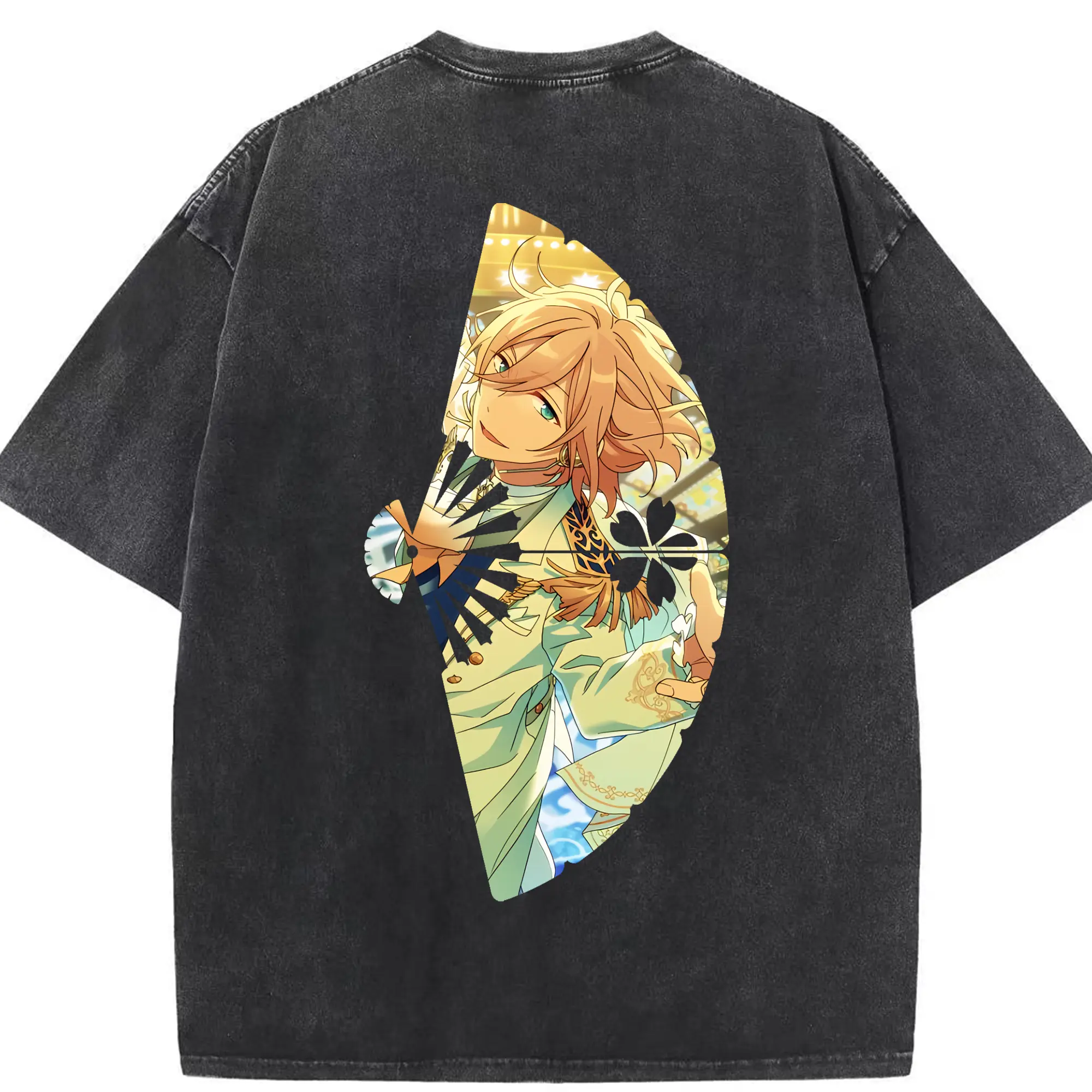 あんさん ぶる グッズ fine 天祥院英智 - 綿100％ ヴィンテージ風 半袖Tシャツ ・ 背面プリント ・ 柔らか肌触り ・ 通気性 快適 ・ スポーツ カジュアル 外出用