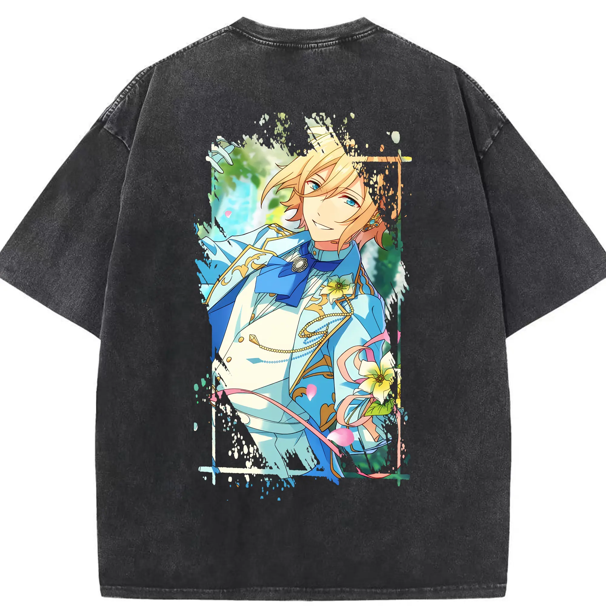 あんさん ぶる グッズ fine 天祥院英智 - 綿100％ ヴィンテージ風 半袖Tシャツ ・ 背面プリント ・ 柔らか肌触り ・ 通気性 快適 ・ スポーツ カジュアル 外出用