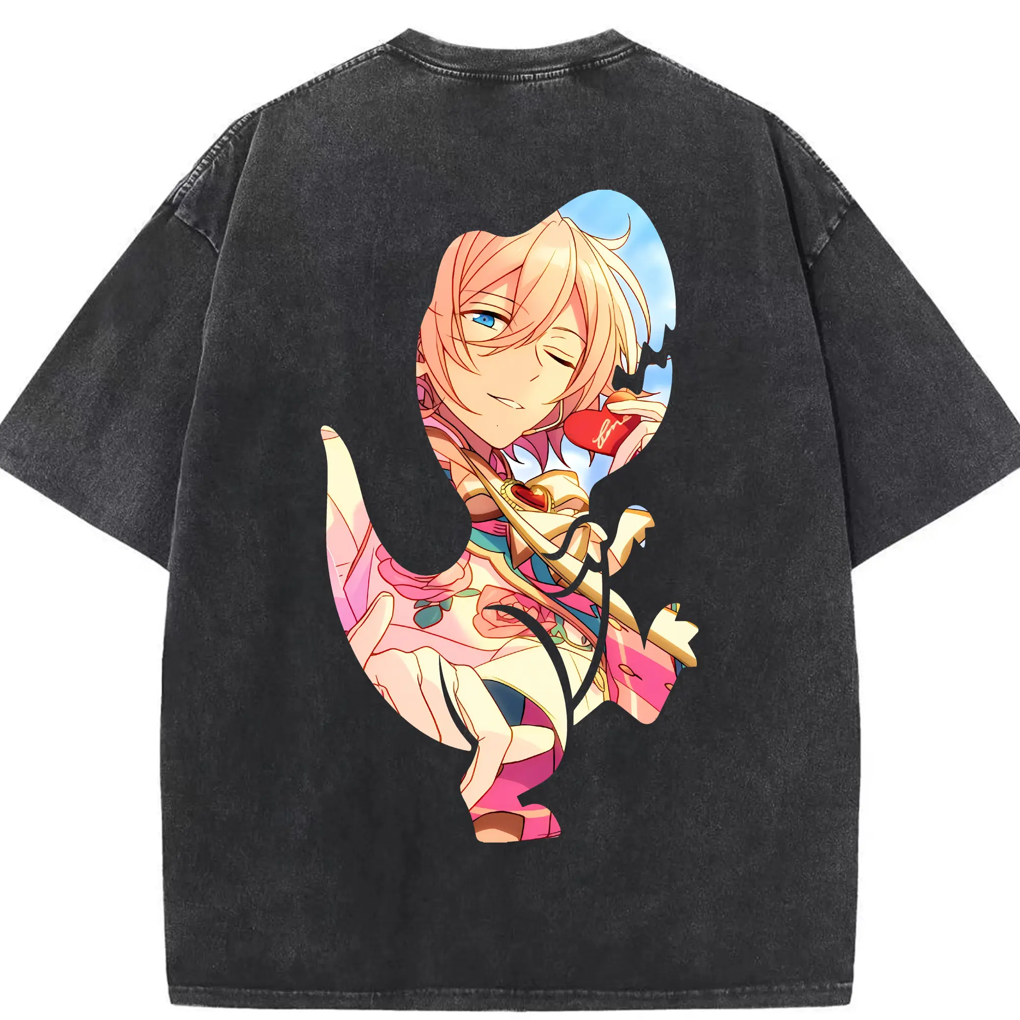 あんさん ぶる グッズ fine 天祥院英智 - 綿100％ ヴィンテージ風 半袖Tシャツ ・ 背面プリント ・ 柔らか肌触り ・ 通気性 快適 ・ スポーツ カジュアル 外出用