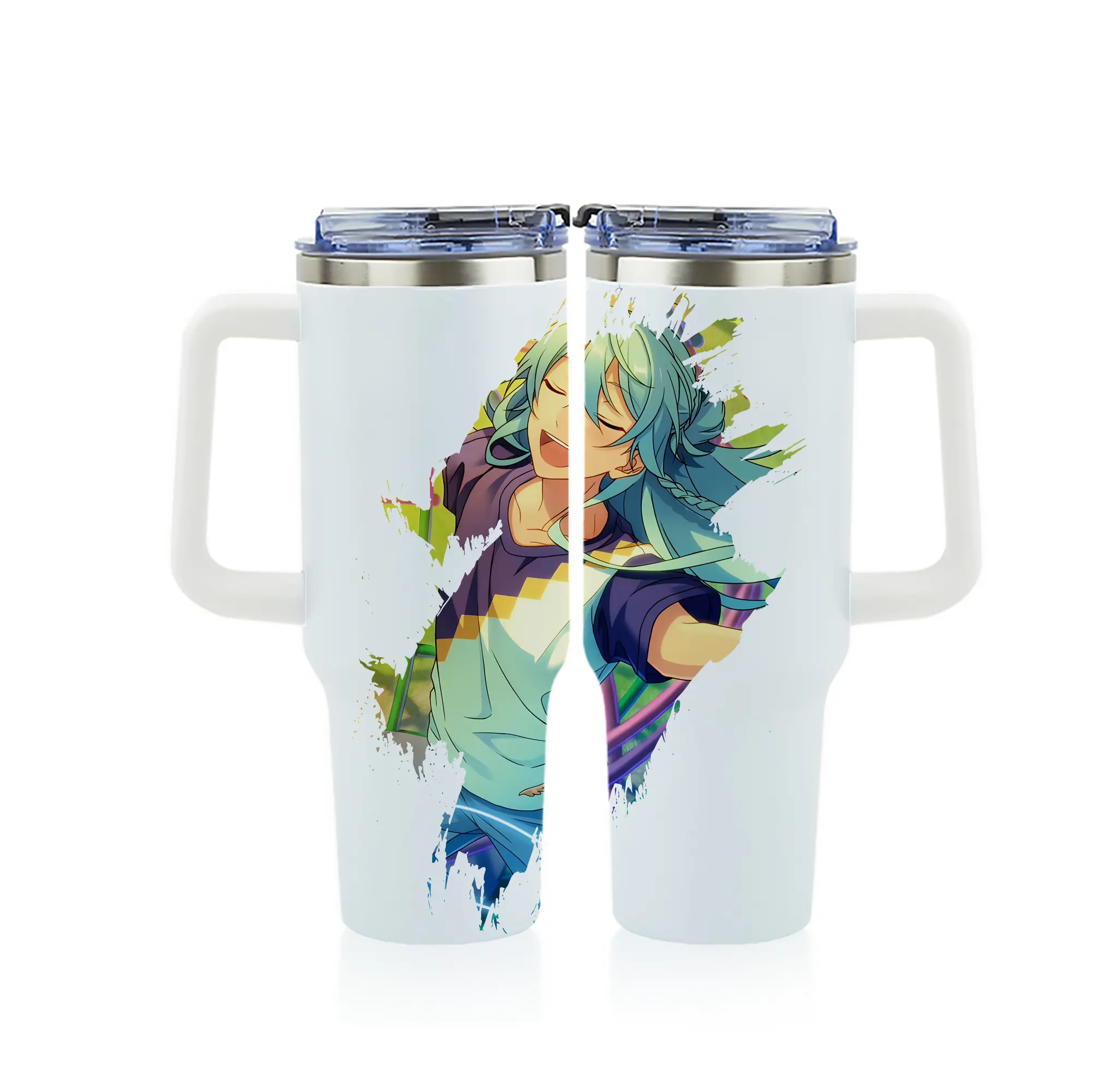 あんさん ぶる グッズ fine 日日樹渉 - 1200mL フルプリント車用タンブラー ・ 304ステンレス 内側 ・ 201ステンレス 外側 ・ 保温 保冷 ・ 通勤 ドライブ アウトドア用