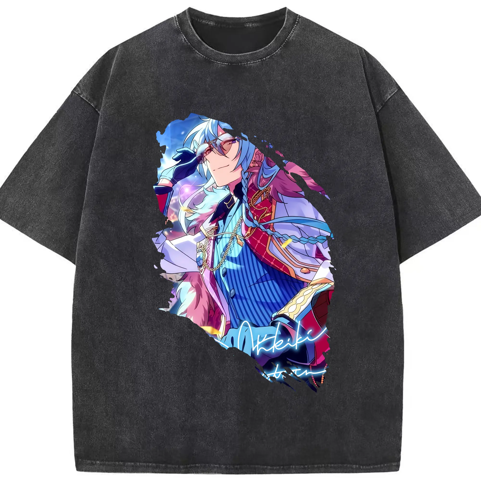 あんさん ぶる グッズ fine 日日樹渉 - 綿100％ ヴィンテージ風 半袖Tシャツ ・ フロントプリント ・ 柔らか肌触り ・ 通気性 快適 ・ スポーツ カジュアル 外出用