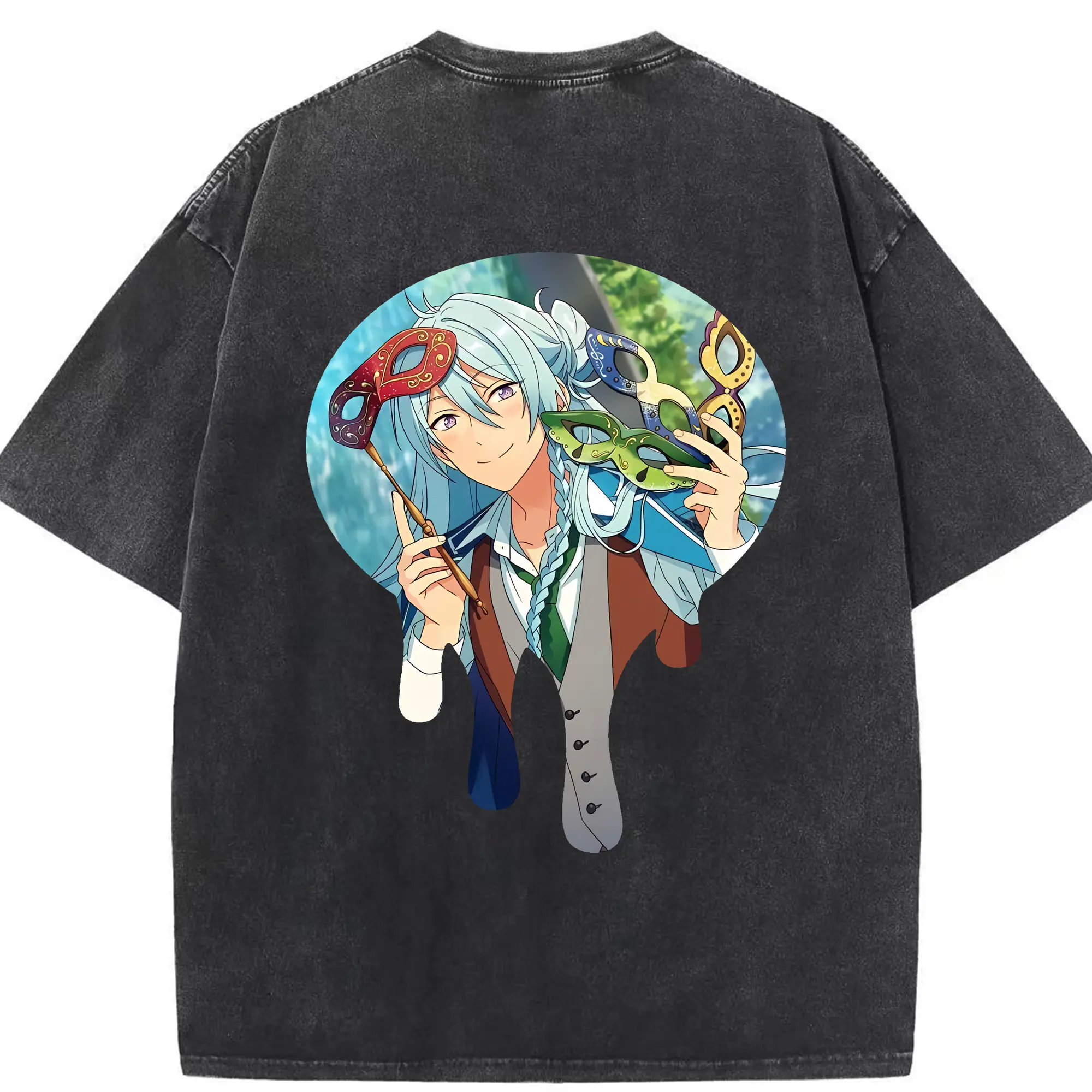 あんさん ぶる グッズ fine 日日樹渉 - 綿100％ ヴィンテージ風 半袖Tシャツ ・ 背面プリント ・ 柔らか肌触り ・ 通気性 快適 ・ スポーツ カジュアル 外出用