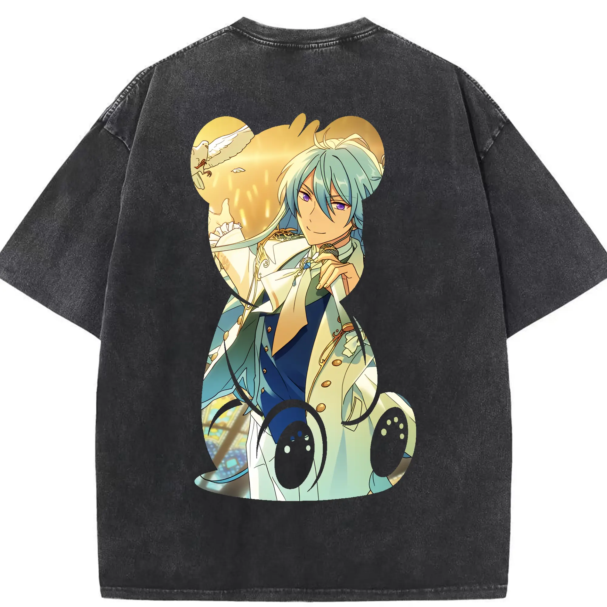 あんさん ぶる グッズ fine 日日樹渉 - 綿100％ ヴィンテージ風 半袖Tシャツ ・ 背面プリント ・ 柔らか肌触り ・ 通気性 快適 ・ スポーツ カジュアル 外出用