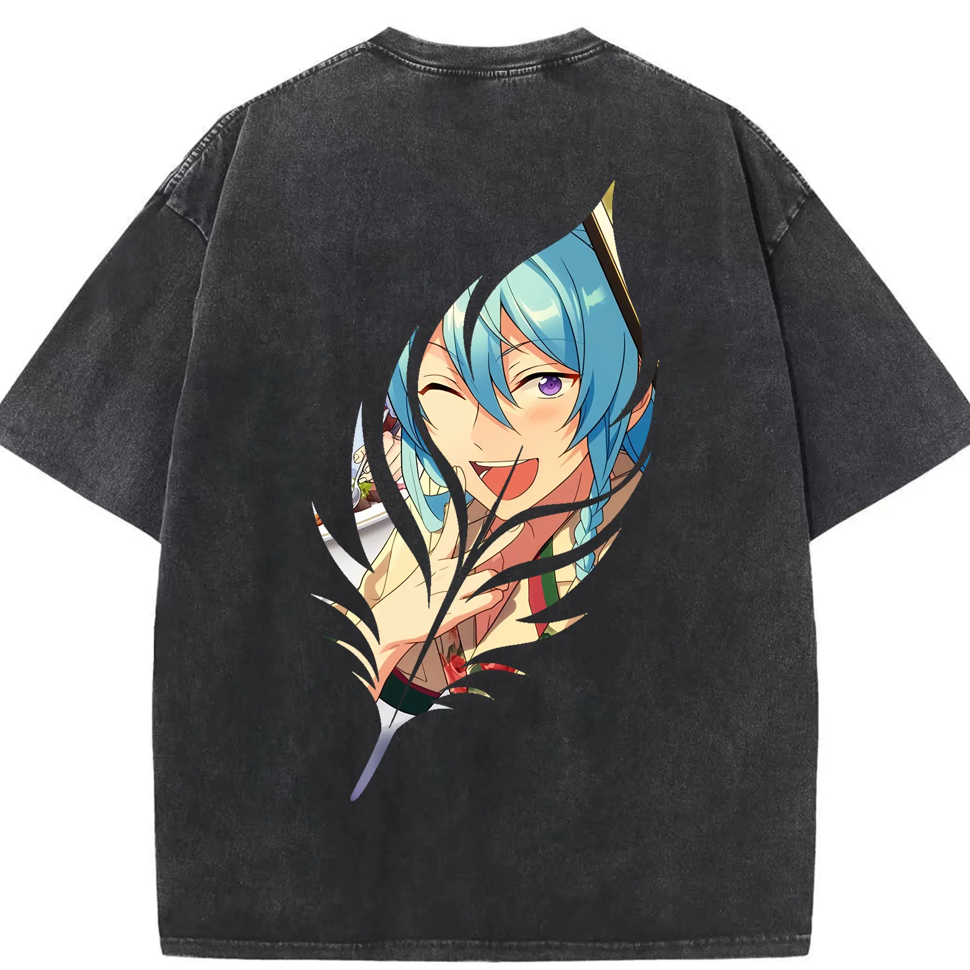 あんさん ぶる グッズ fine 日日樹渉 - 綿100％ ヴィンテージ風 半袖Tシャツ ・ 背面プリント ・ 柔らか肌触り ・ 通気性 快適 ・ スポーツ カジュアル 外出用