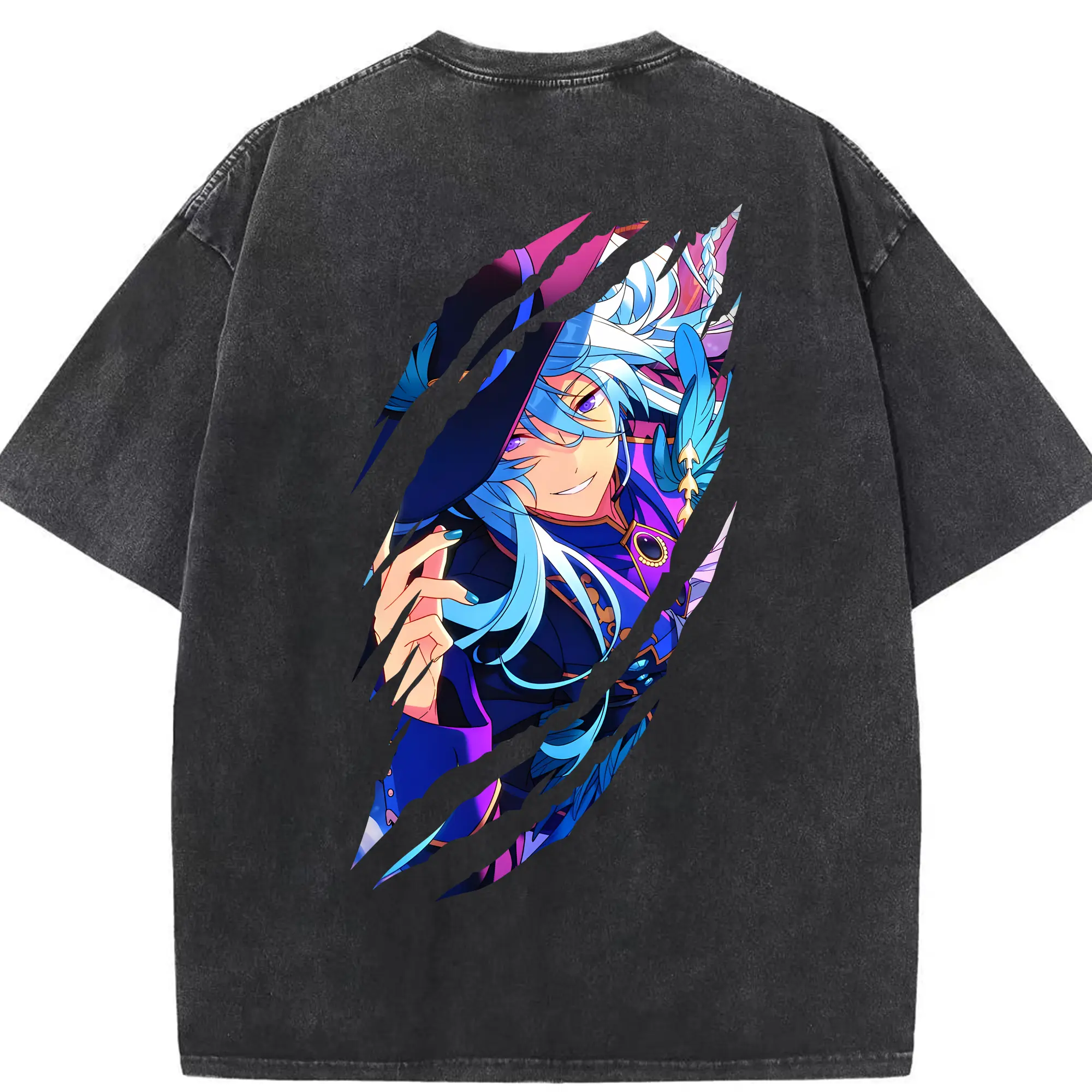 あんさん ぶる グッズ fine 日日樹渉 - 綿100％ ヴィンテージ風 半袖Tシャツ ・ 背面プリント ・ 柔らか肌触り ・ 通気性 快適 ・ スポーツ カジュアル 外出用