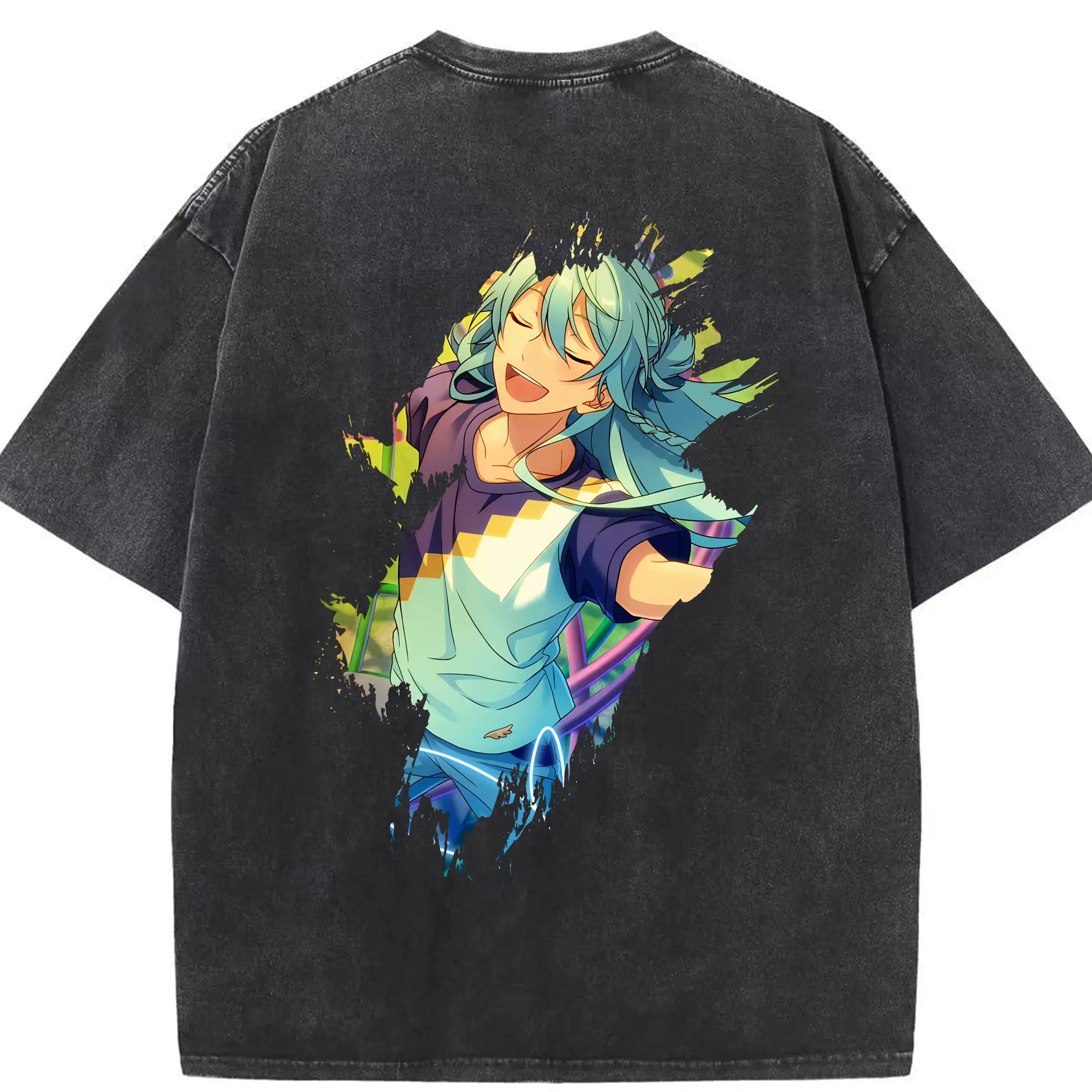 あんさん ぶる グッズ fine 日日樹渉 - 綿100％ ヴィンテージ風 半袖Tシャツ ・ 背面プリント ・ 柔らか肌触り ・ 通気性 快適 ・ スポーツ カジュアル 外出用