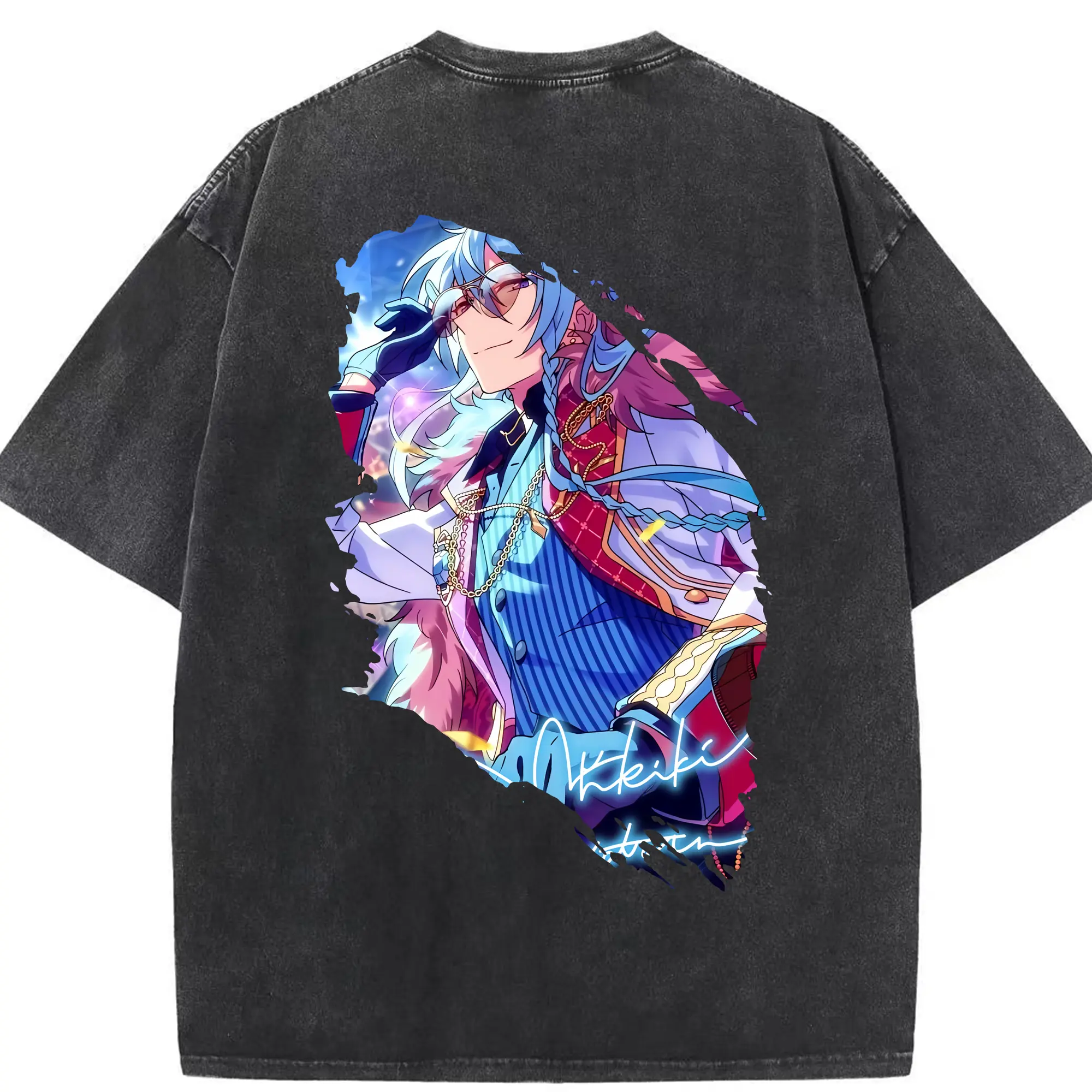 あんさん ぶる グッズ fine 日日樹渉 - 綿100％ ヴィンテージ風 半袖Tシャツ ・ 背面プリント ・ 柔らか肌触り ・ 通気性 快適 ・ スポーツ カジュアル 外出用