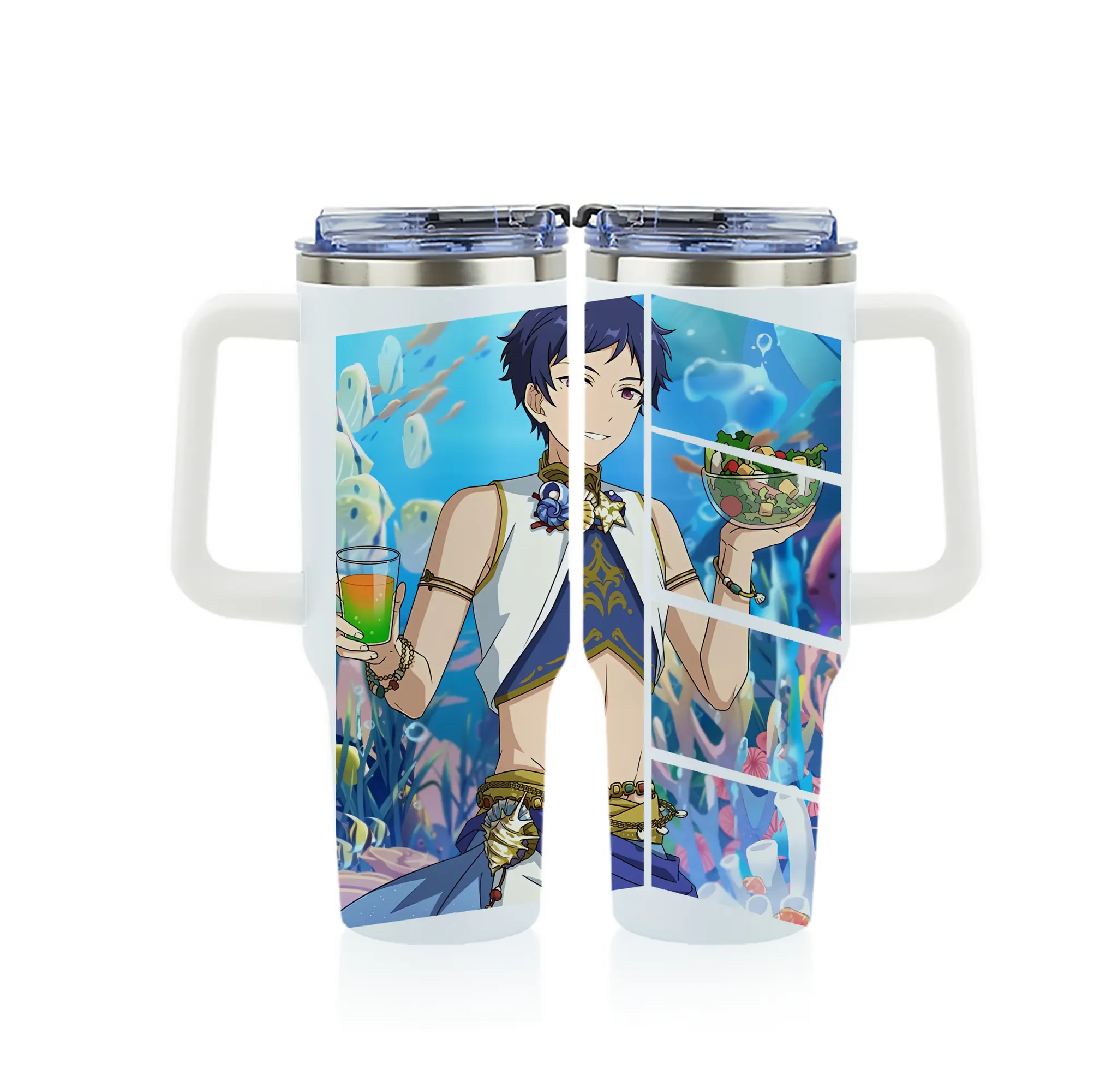 あんさん ぶる グッズ fine 伏見弓弦 - 1200mL フルプリント車用タンブラー ・ 304ステンレス 内側 ・ 201ステンレス 外側 ・ 保温 保冷 ・ 通勤 ドライブ アウトドア用