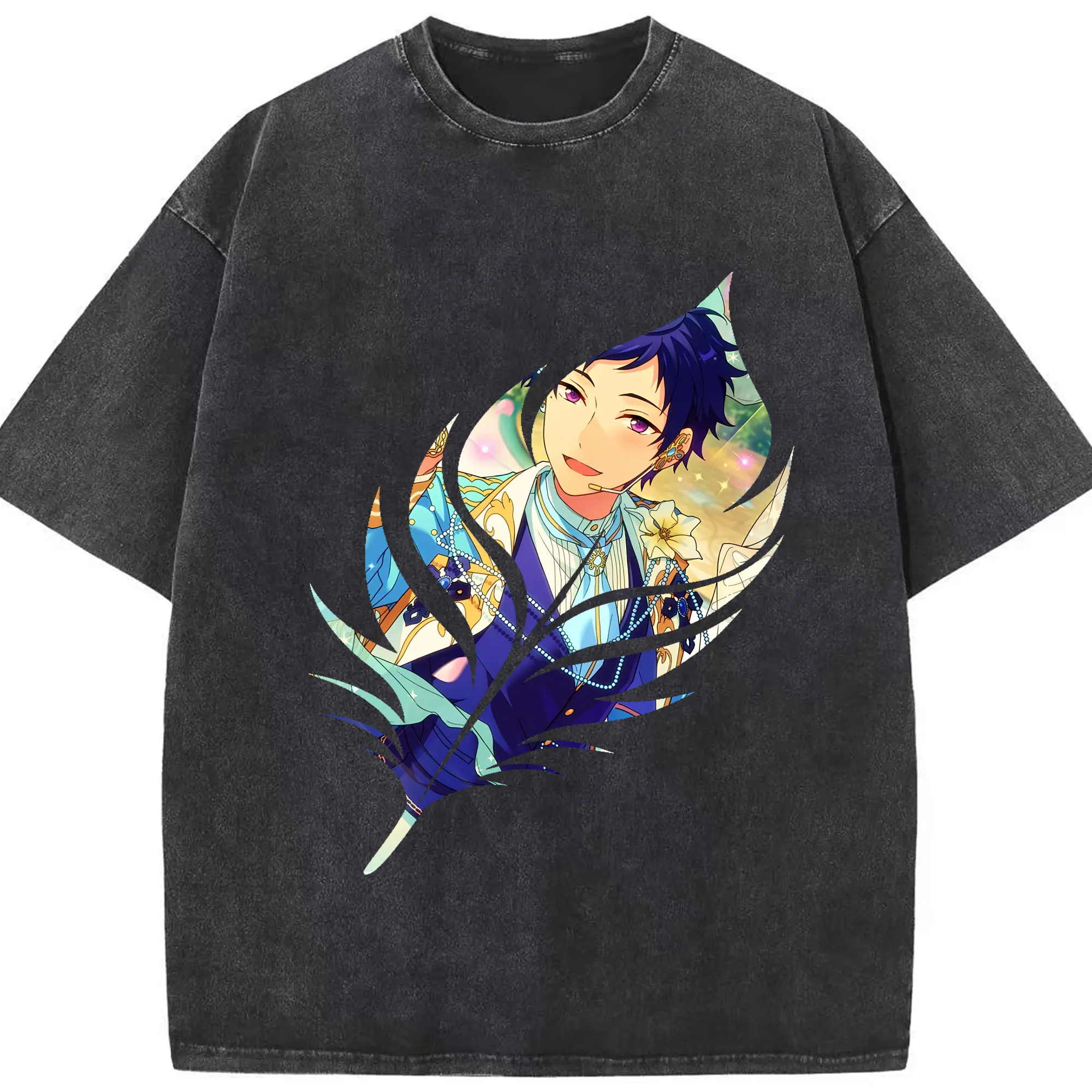 あんさん ぶる グッズ fine 伏見弓弦 - 綿100％ ヴィンテージ風 半袖Tシャツ ・ フロントプリント ・ 柔らか肌触り ・ 通気性 快適 ・ スポーツ カジュアル 外出用