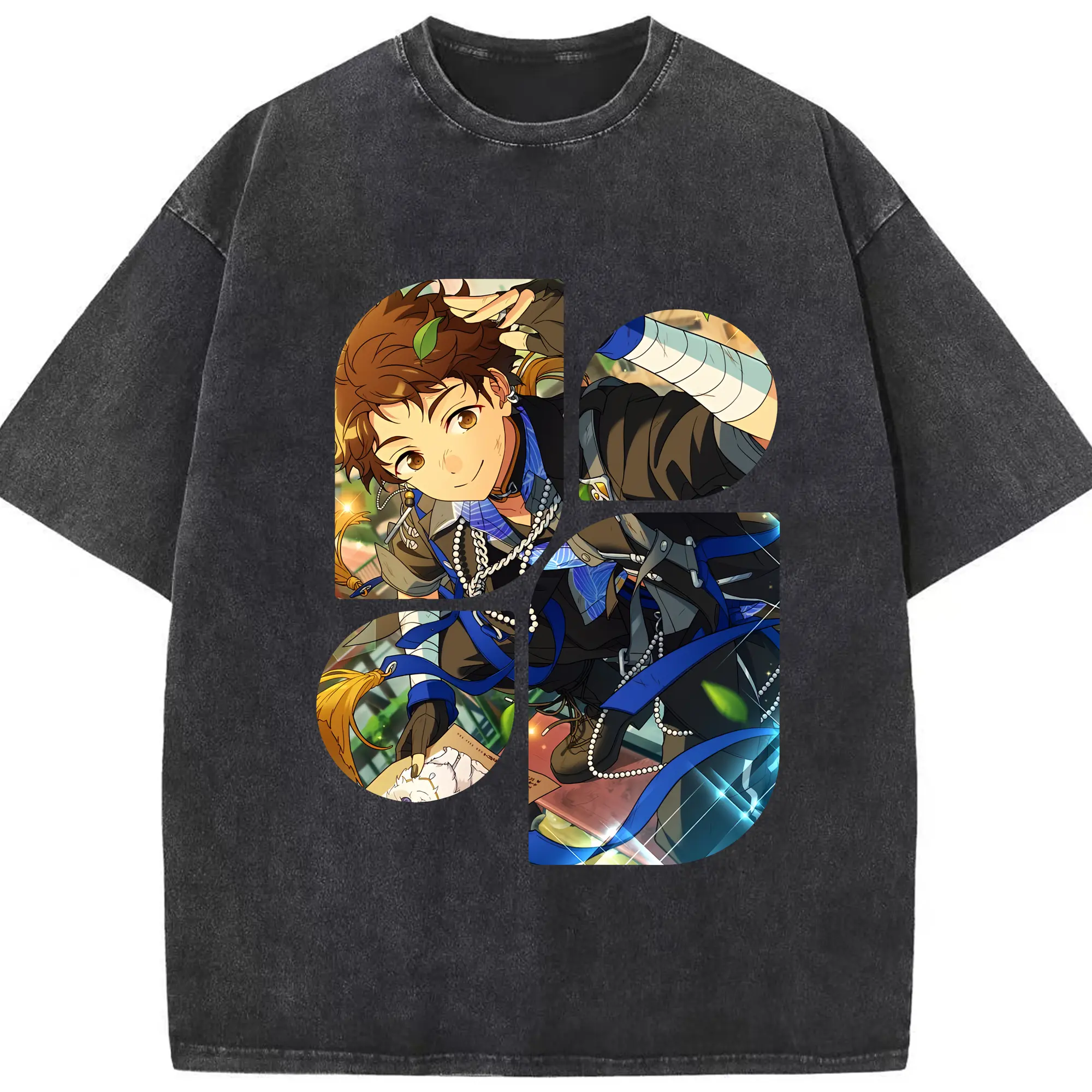 あんさん ぶる グッズ fine 伏見弓弦 - 綿100％ ヴィンテージ風 半袖Tシャツ ・ フロントプリント ・ 柔らか肌触り ・ 通気性 快適 ・ スポーツ カジュアル 外出用